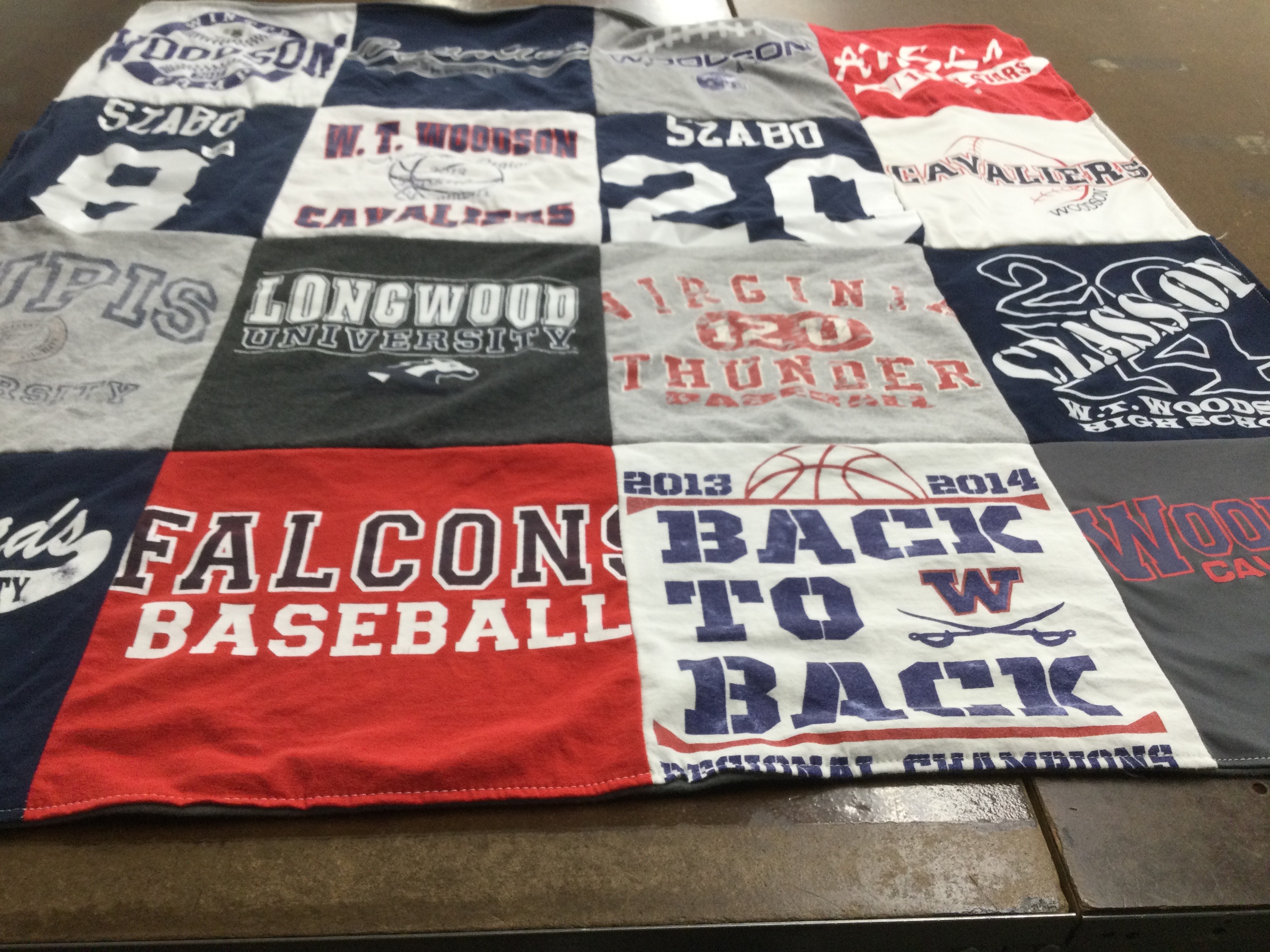 T-shirt quilt featuring falcons baseball, virginia thunder by Linda from VA