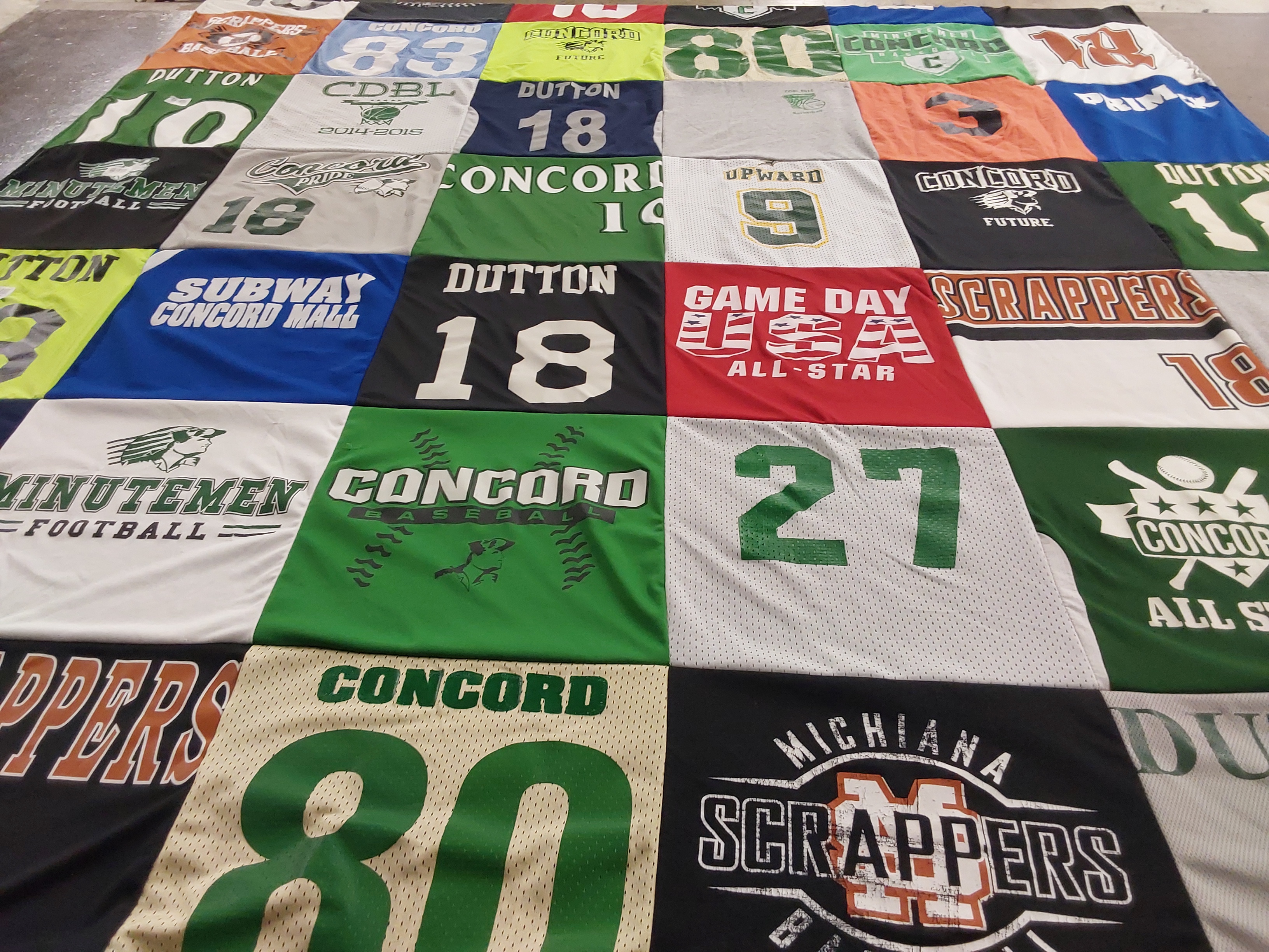 T-shirt quilt featuring concord baseball team, dutton team by Michaele from IN