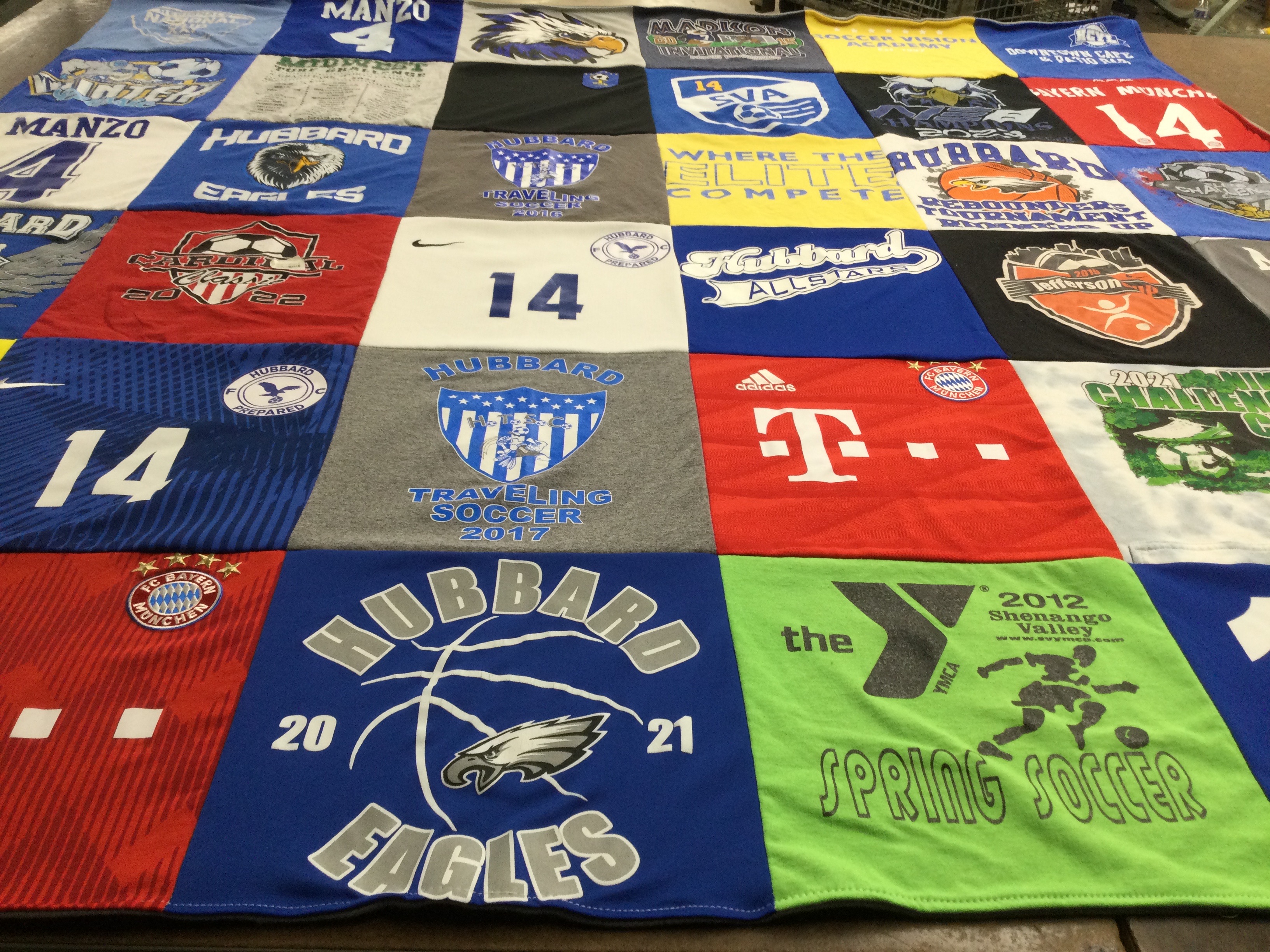 T-shirt quilt featuring hubbard eagles by Vicki from OH