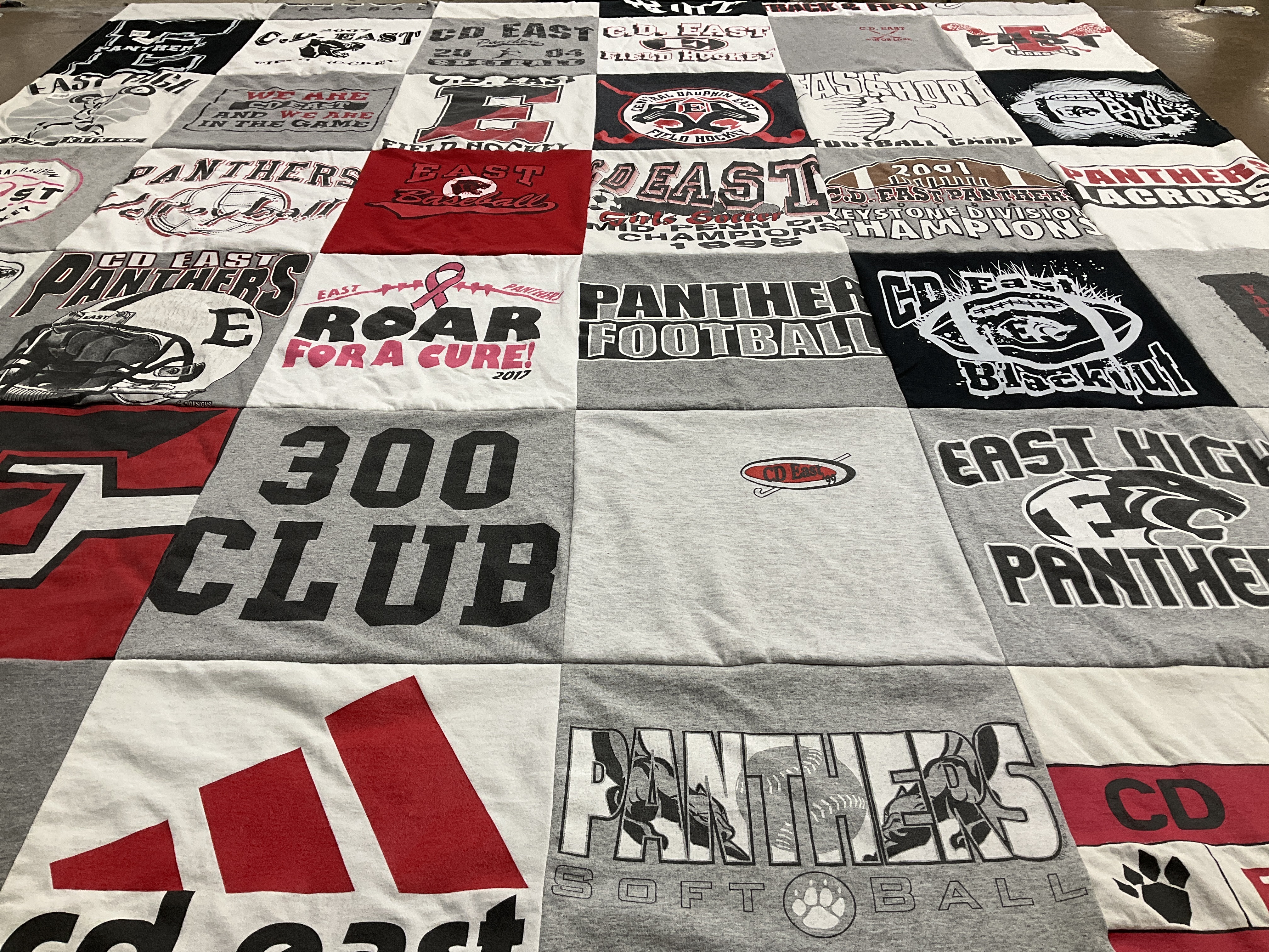 T-shirt quilt featuring cd east panthers football, cd east panthers softball by Karen from PA