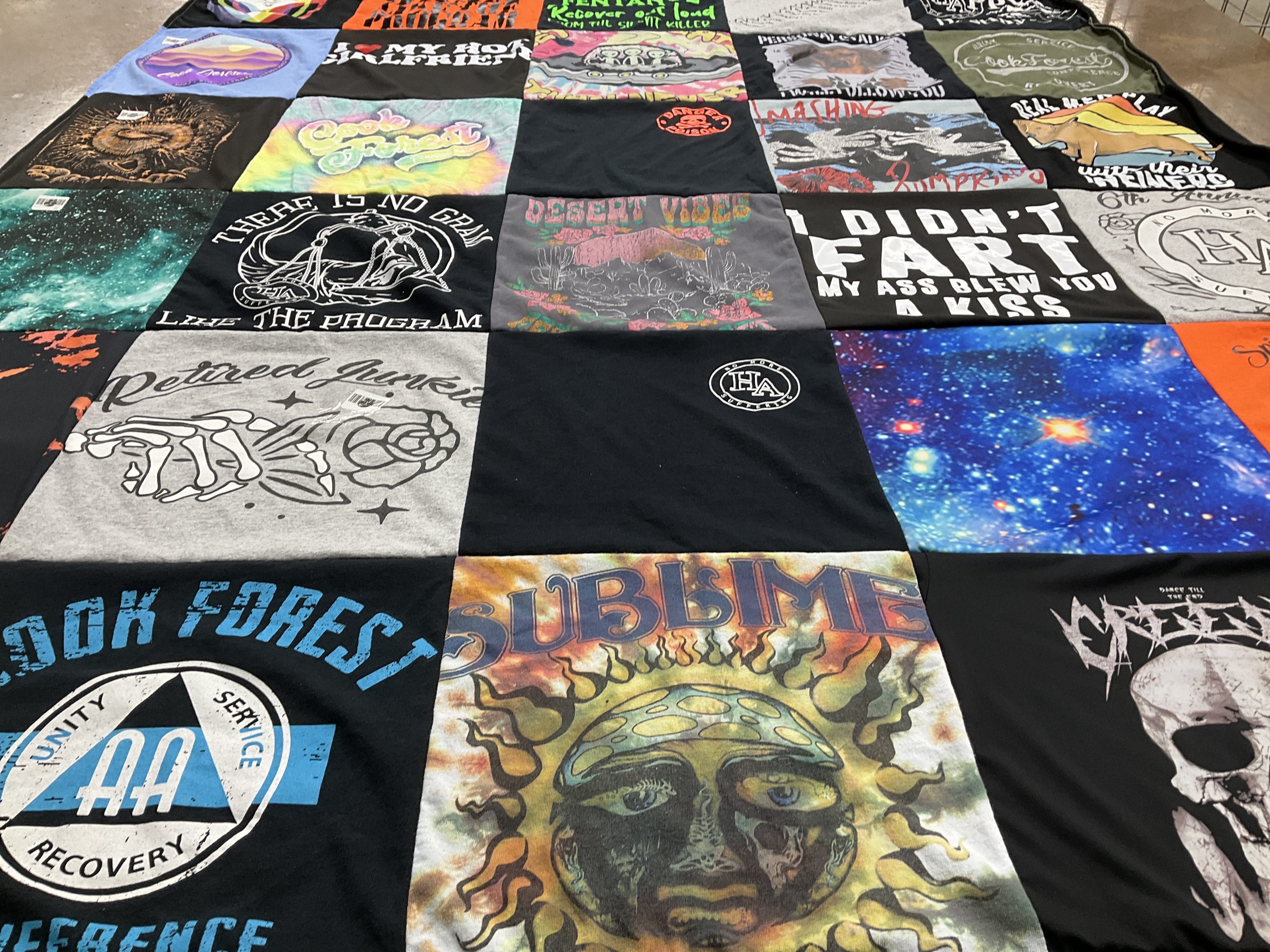 T-shirt quilt with music, recovery themes by Nathan from OH