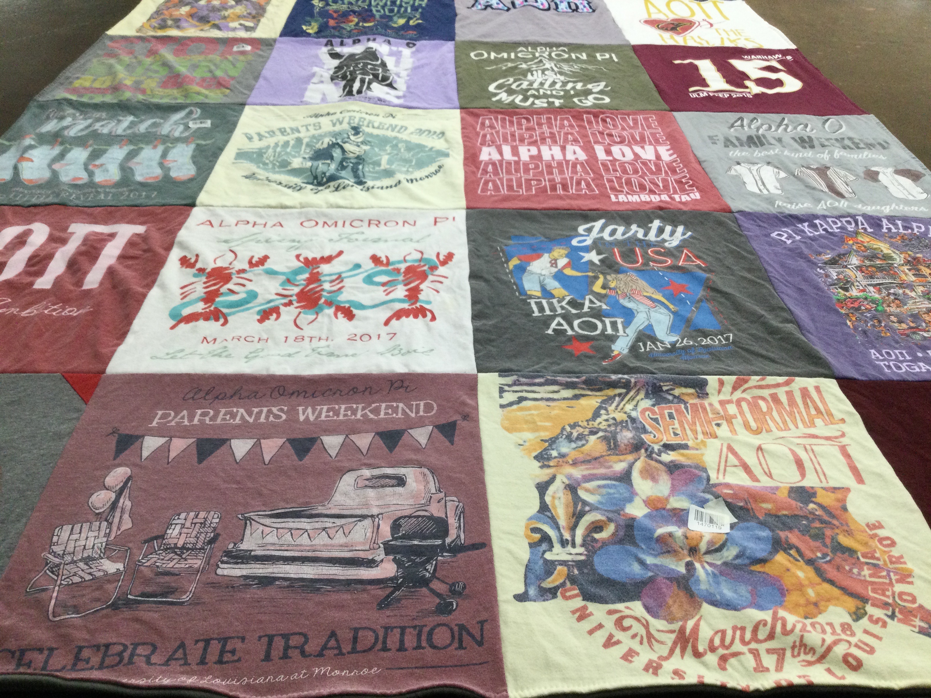 T-shirt quilt from university of louisiana at monroe by Susie from LA