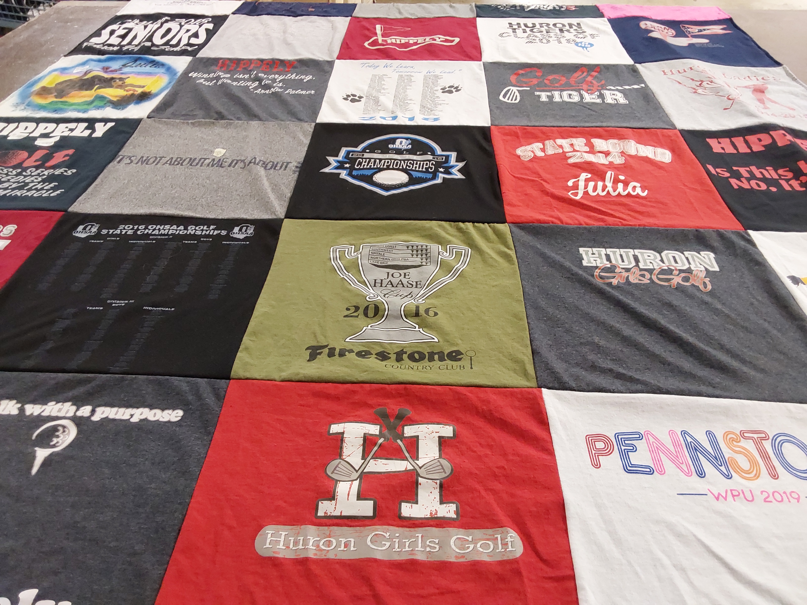 T-shirt quilt featuring huron girls golf by Lee from OH