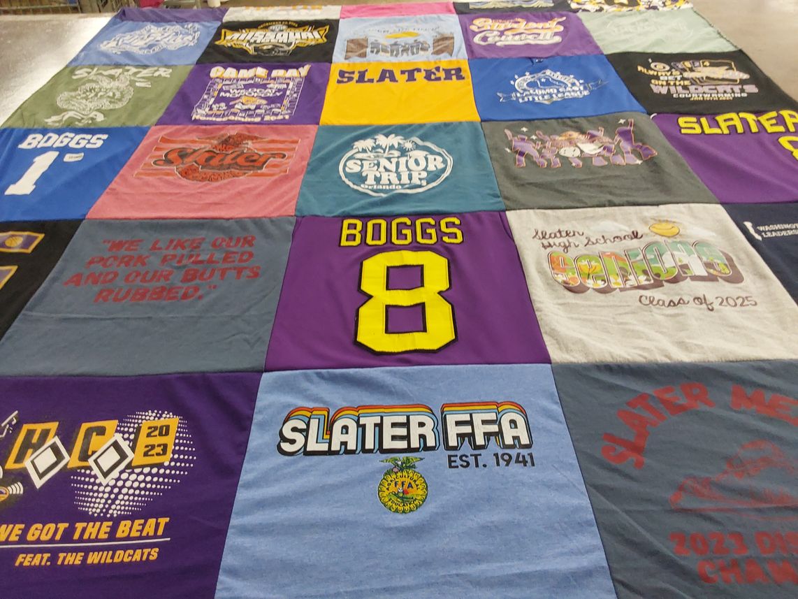 T-shirt quilt from slater high school by Tonja from MO