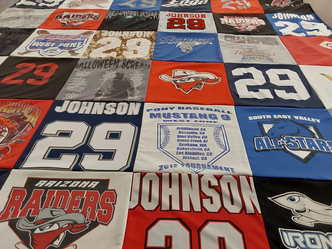 T-shirt quilt featuring arizona raiders, mustangs by Maureen from AZ