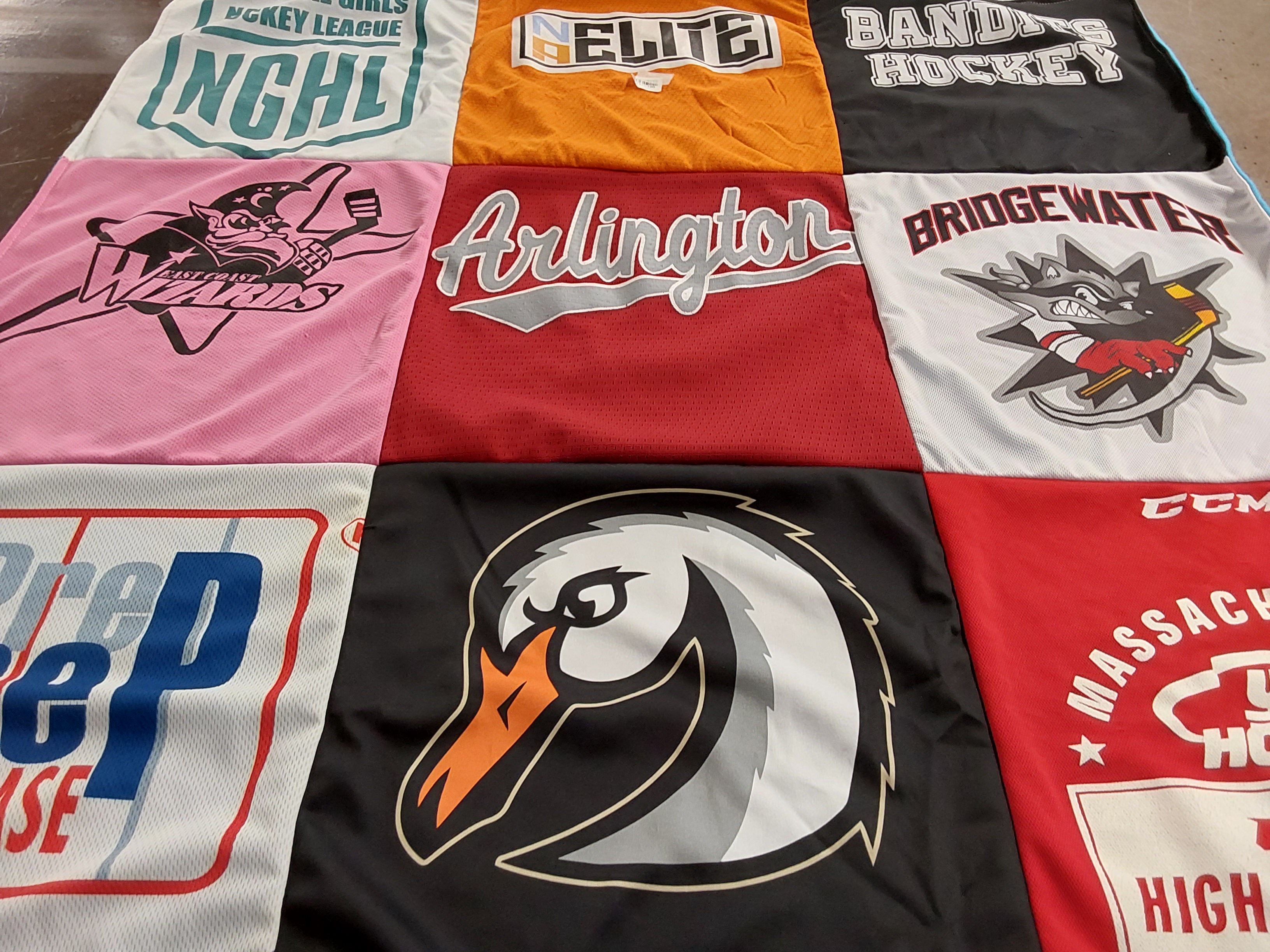 T-shirt quilt featuring bandits hockey, wizards by Nicholas from MA