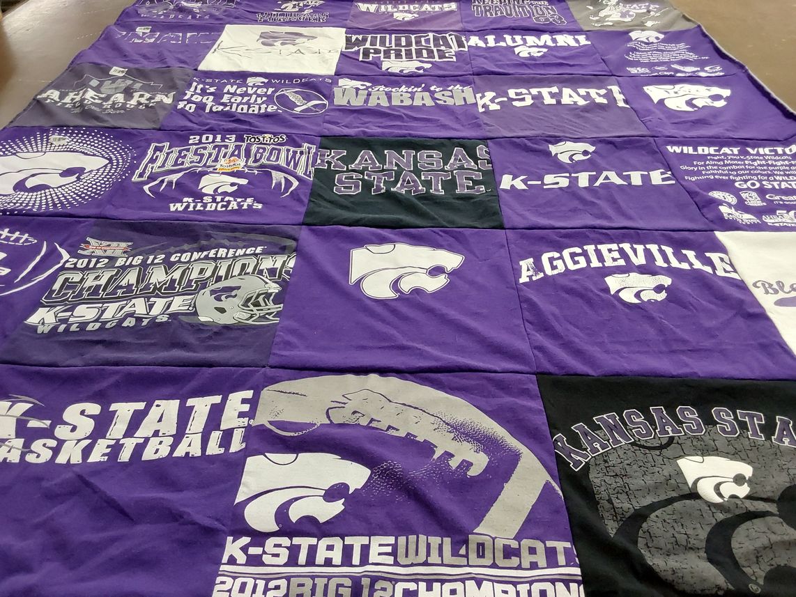 T-shirt quilt featuring kansas state wildcats by Tim from KS