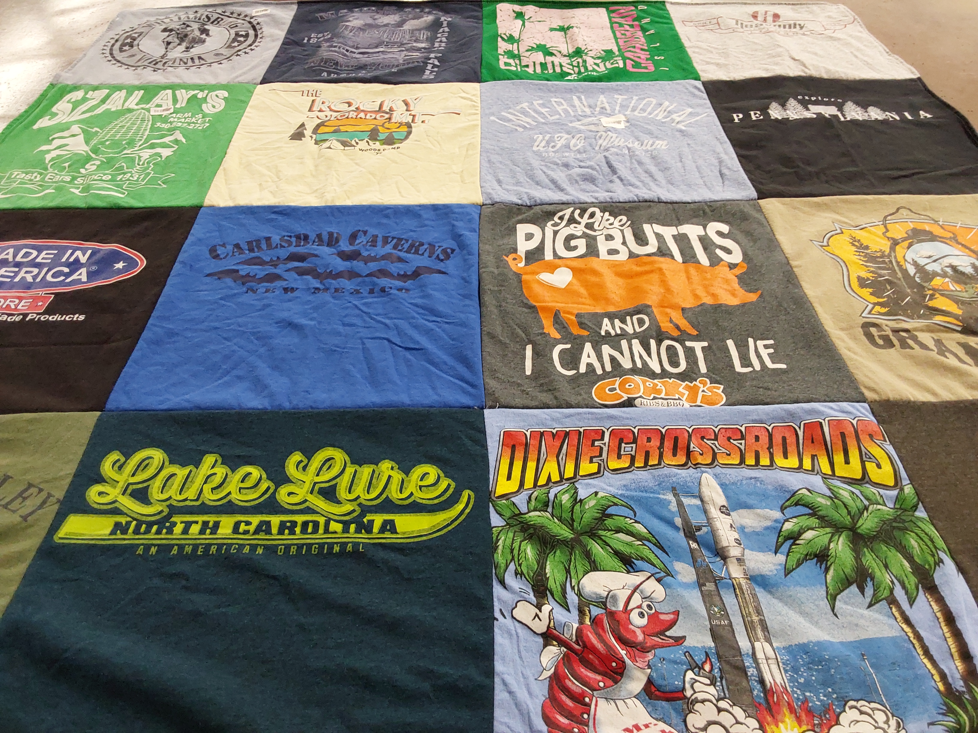 T-shirt quilt with travel, food themes by William from FL