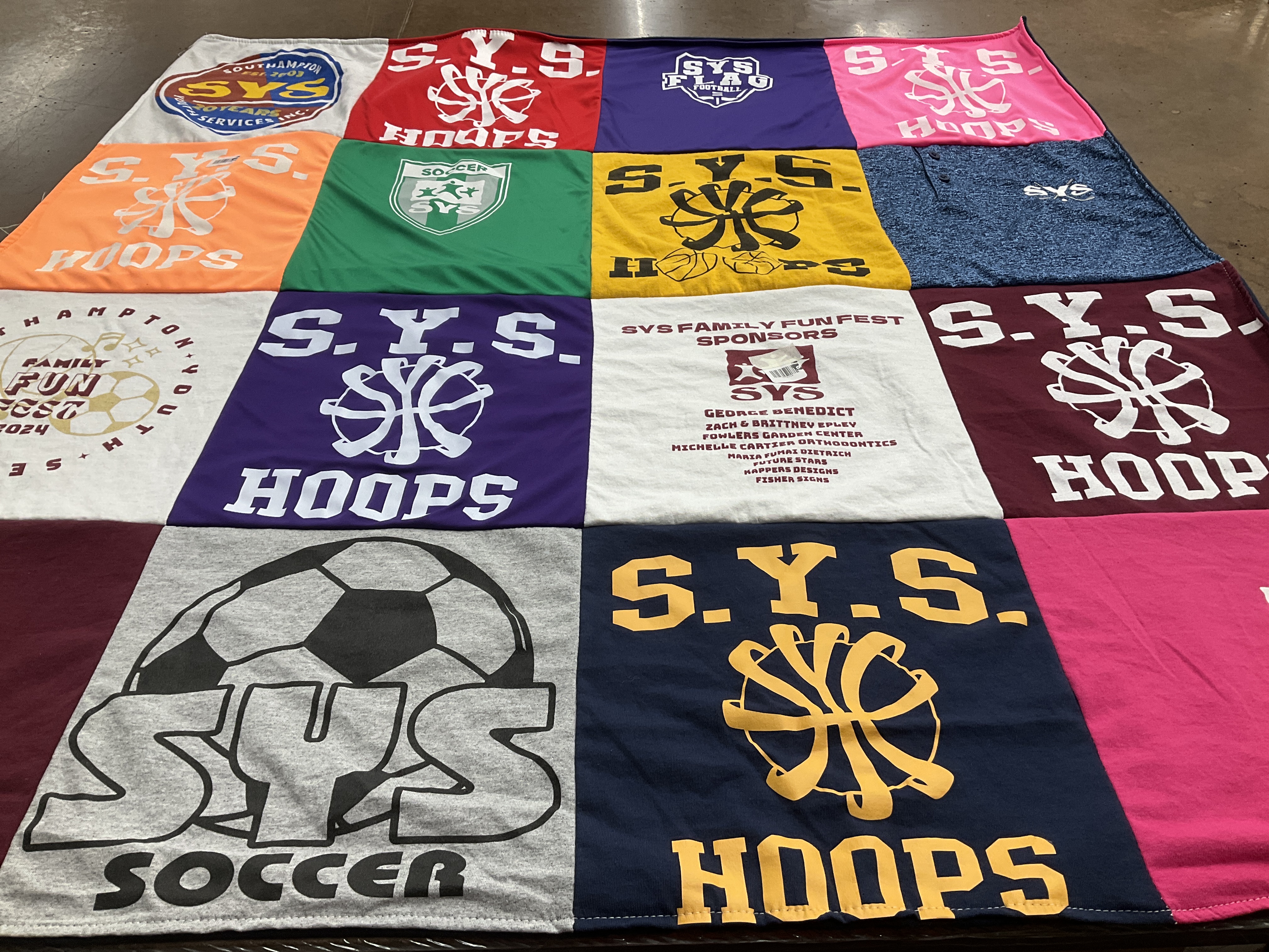 T-shirt quilt featuring southampton youth services soccer, southampton youth services basketball by Katie from NY