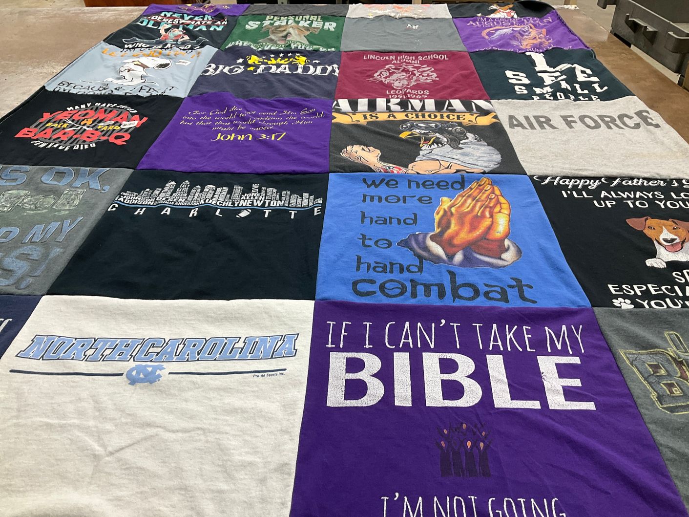 T-shirt quilt from university of north carolina by Matlynn from NC