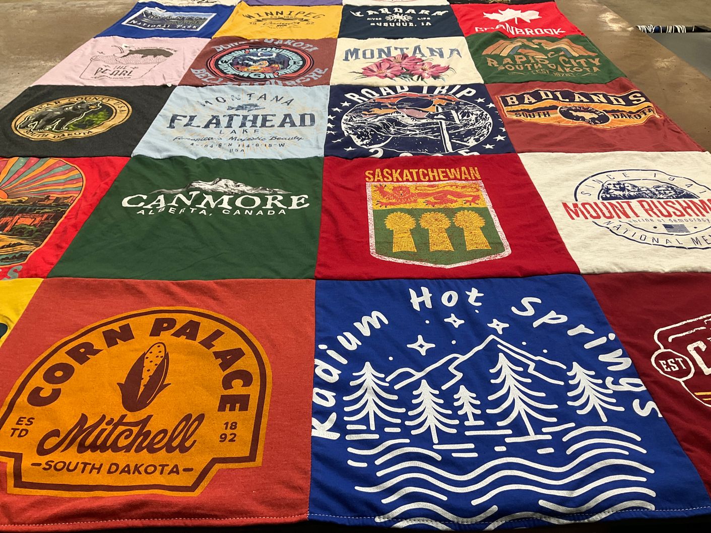 T-shirt quilt with travel, nature themes by Donna from IL