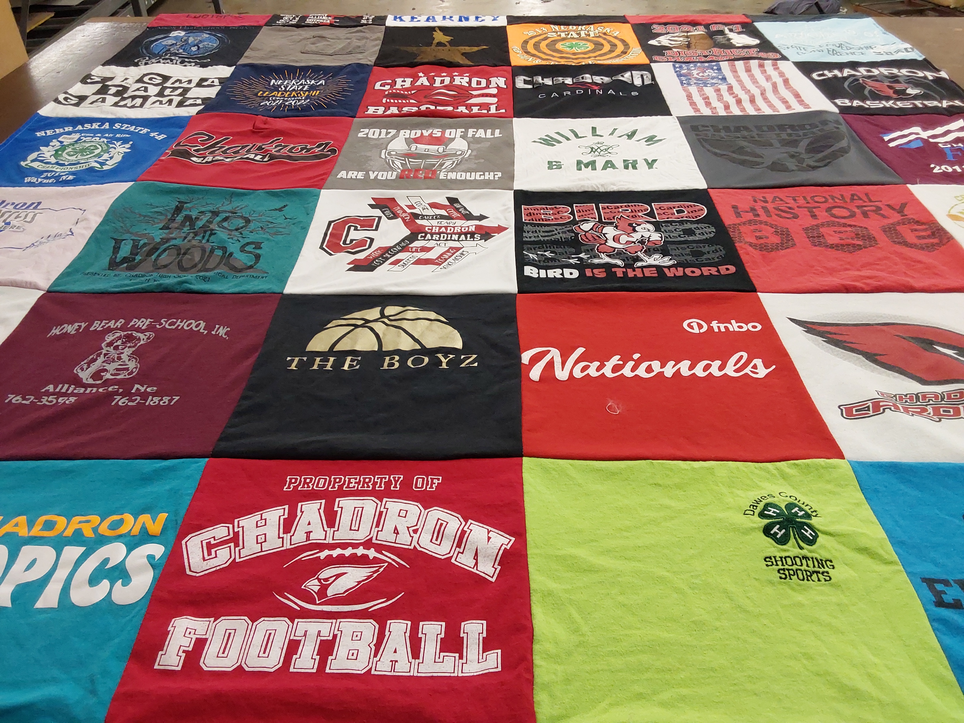 T-shirt quilt featuring chadron cardinals football, chadron basketball by Karla from NE