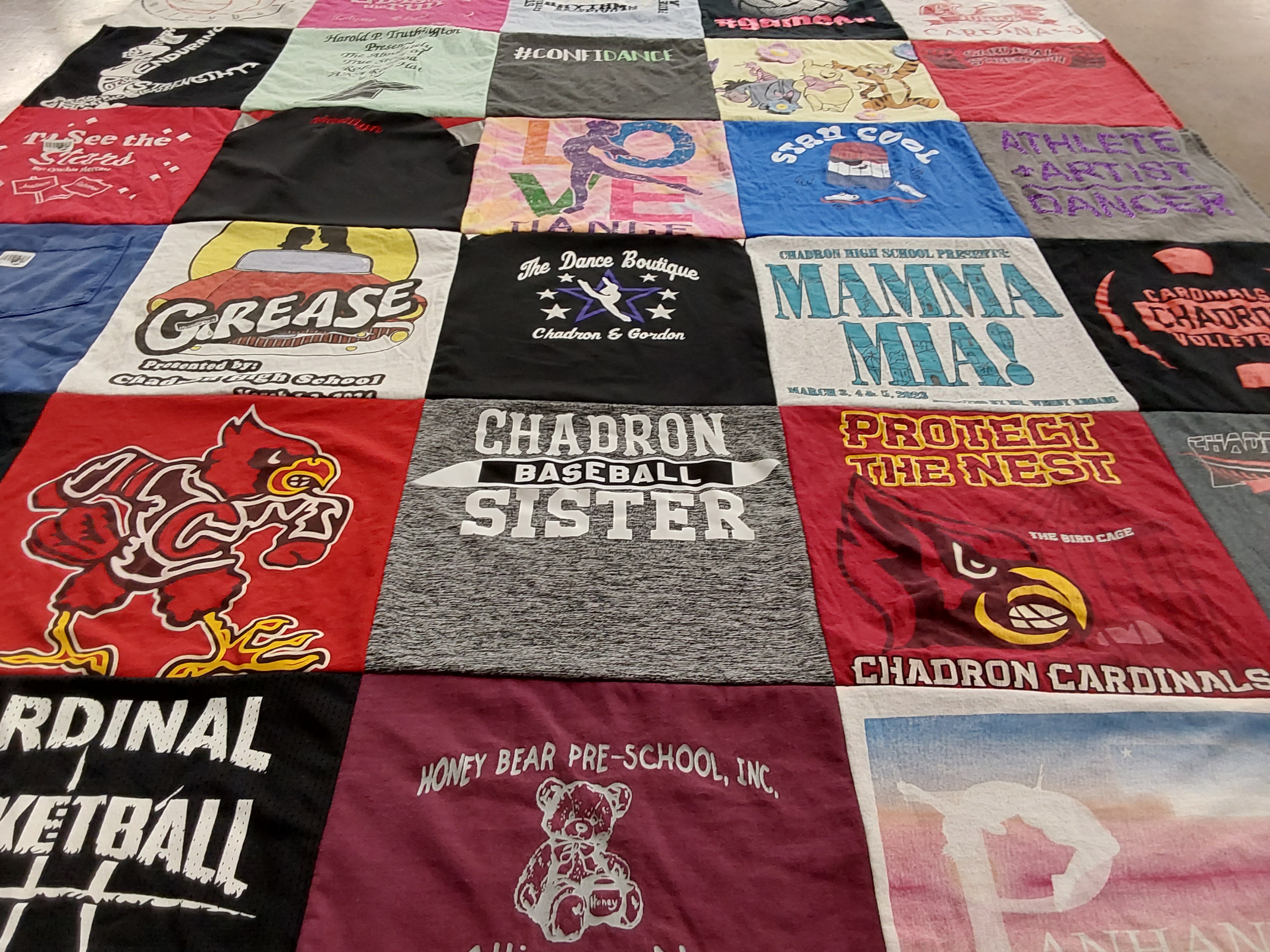 T-shirt quilt featuring chadron cardinals by Karla from NE