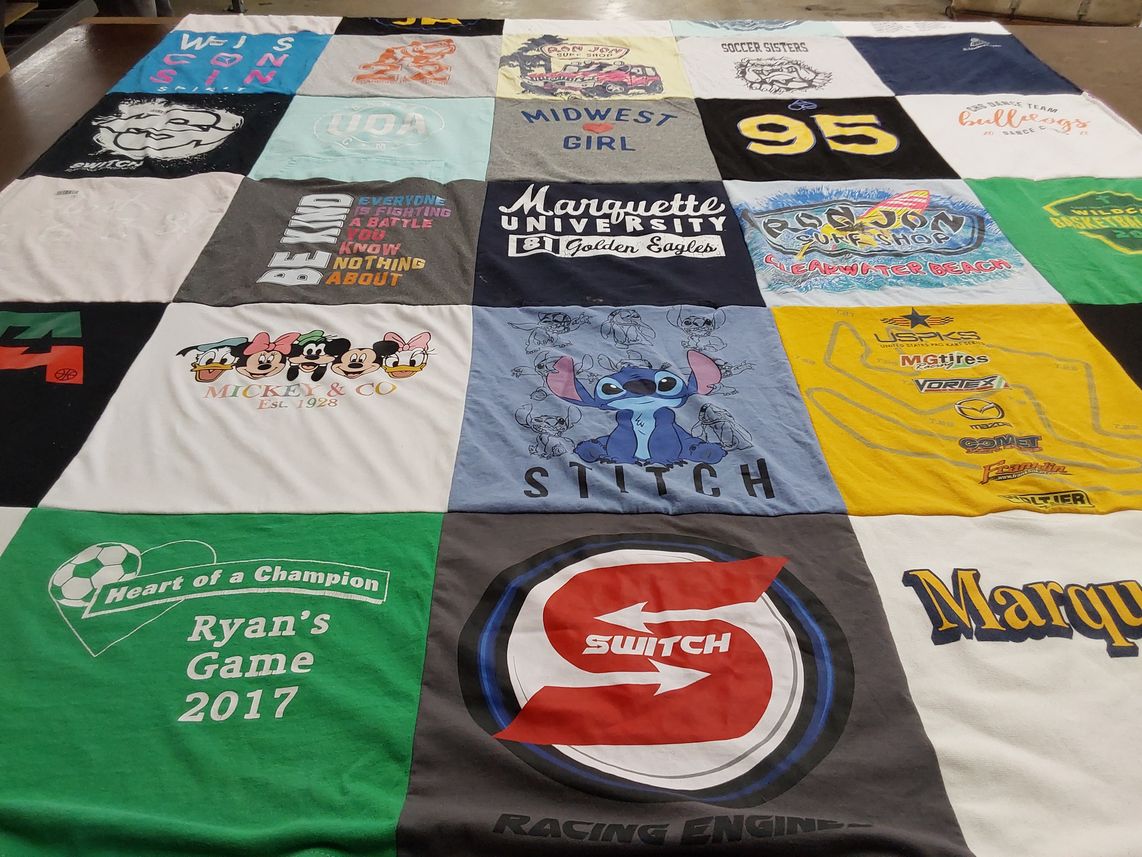 T-shirt quilt from marquette university by Nicole from WI