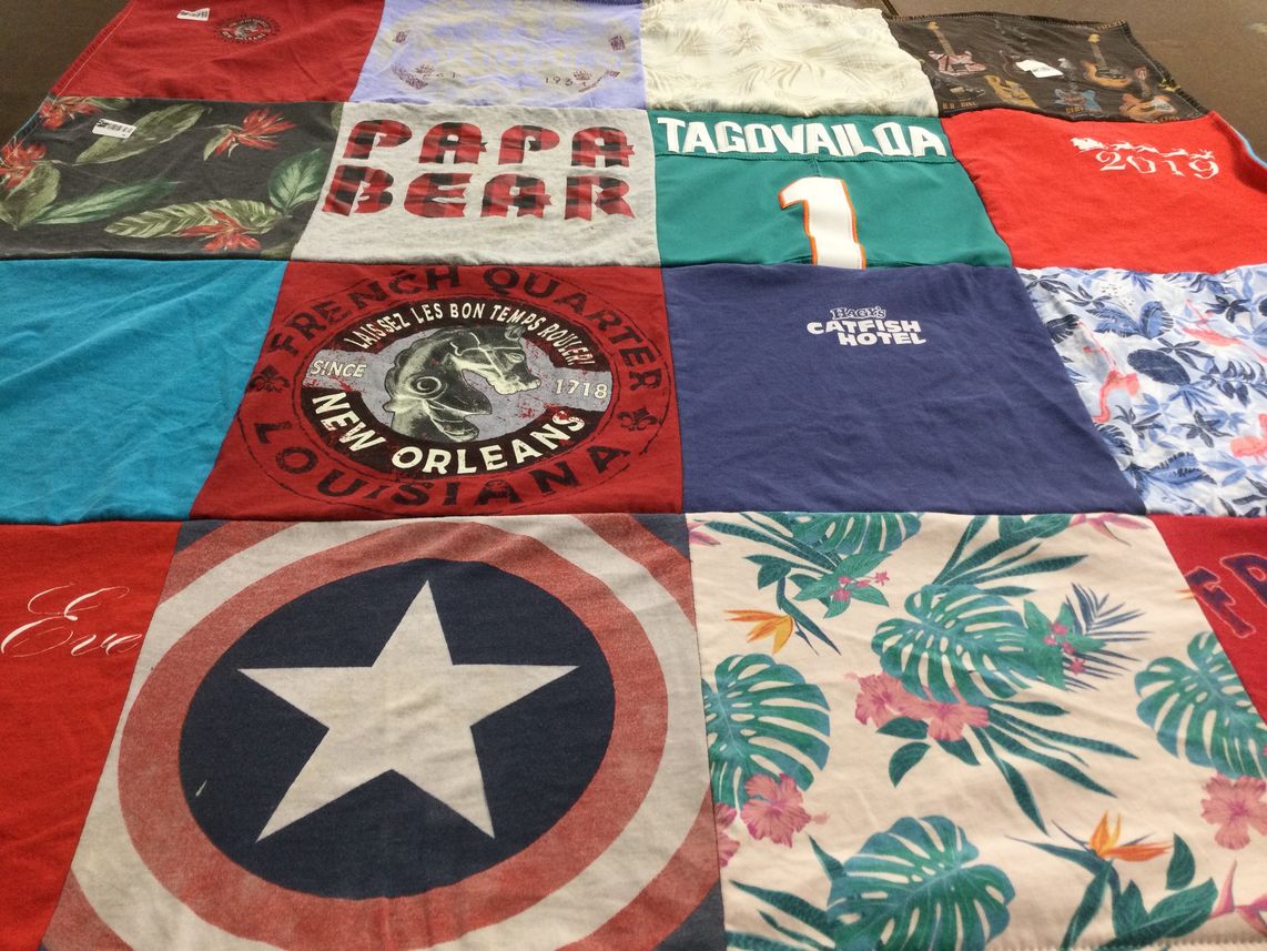 T-shirt quilt featuring miami dolphins by MaryAnne from TN