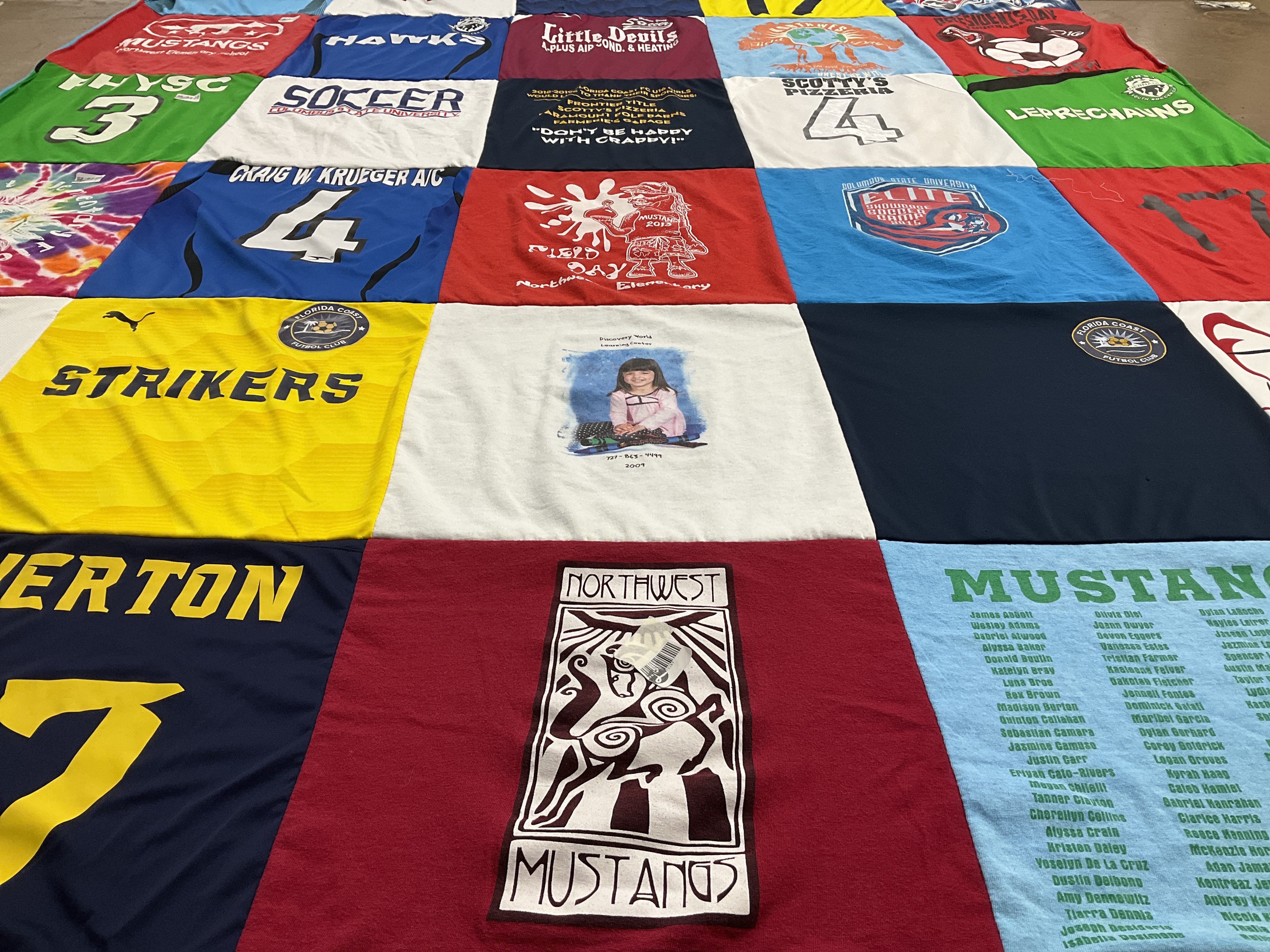 T-shirt quilt featuring northwest mustangs by Amy from FL