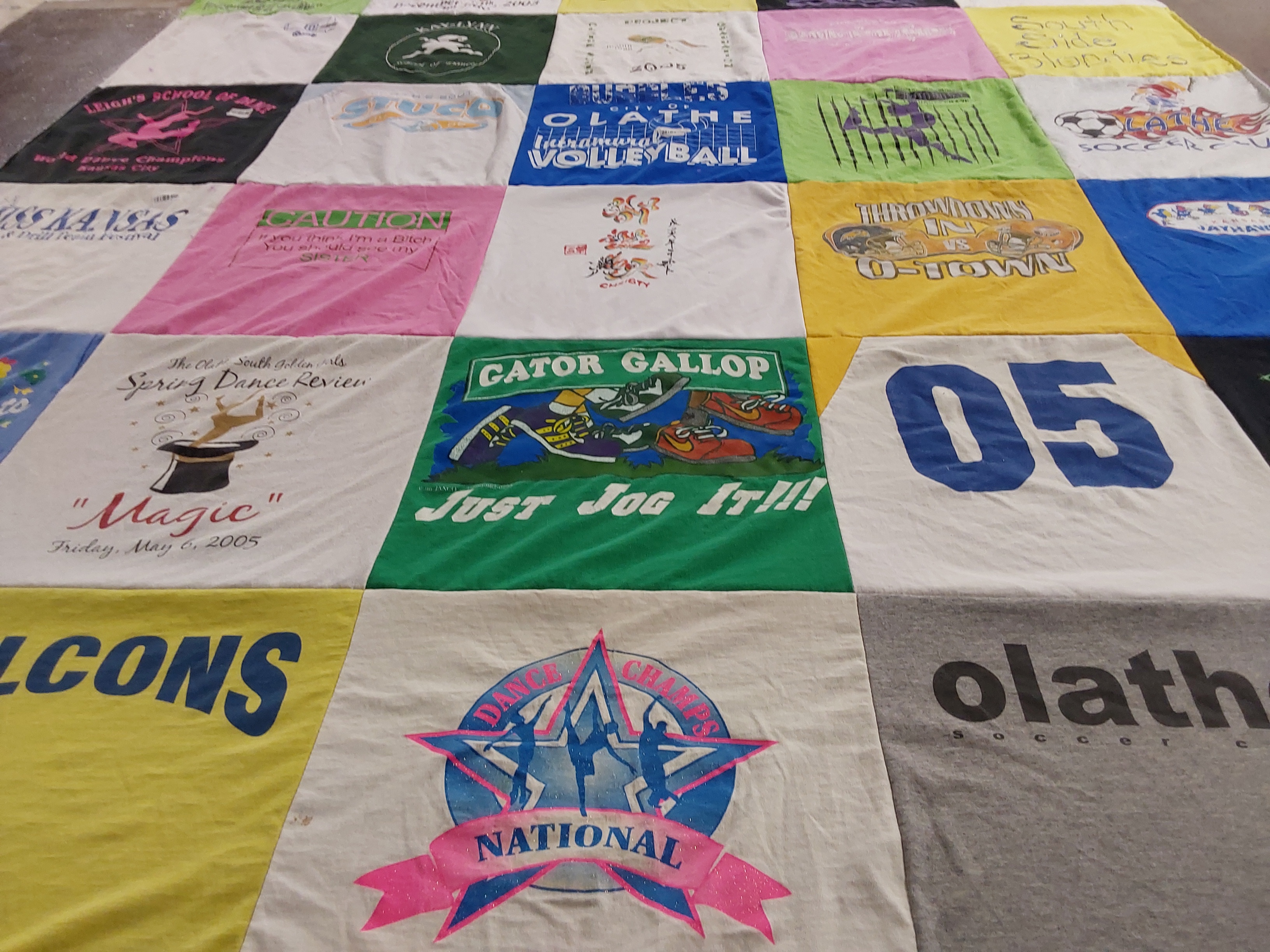 T-shirt quilt featuring falcons volleyball, olathe soccer team by Brad from KS