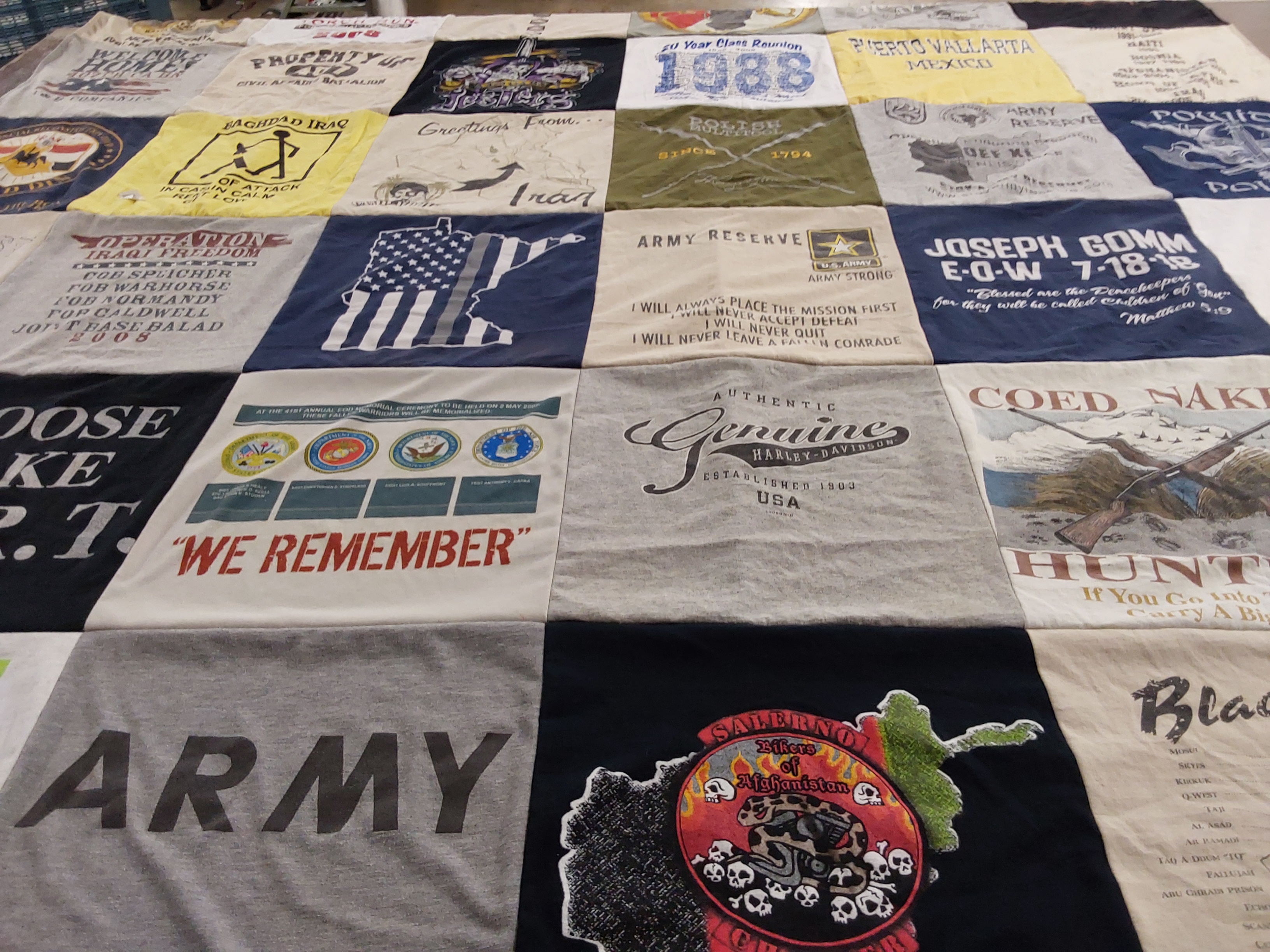T-shirt quilt with military, hunting themes by Andrew from MN