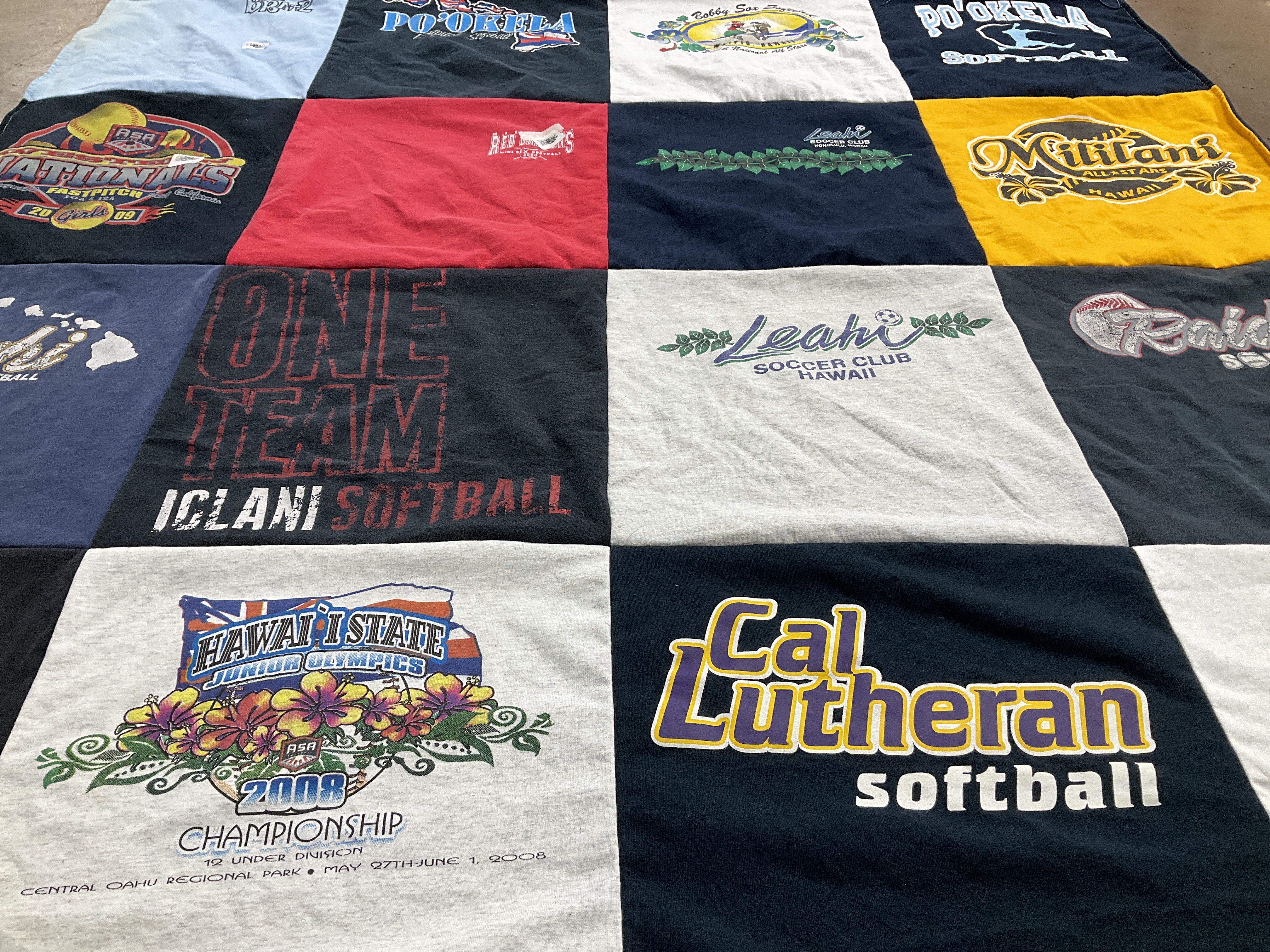 T-shirt quilt featuring mililani softball, po'okela softball by Debbie from HI