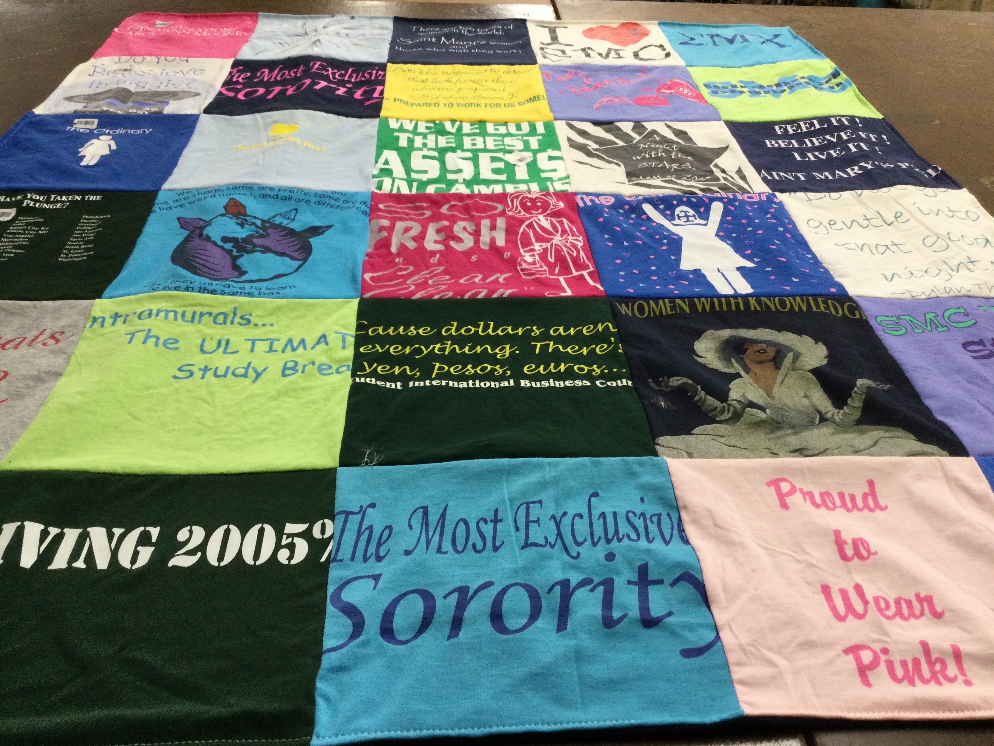 T-shirt quilt from saint mary's college by Jodie from IN
