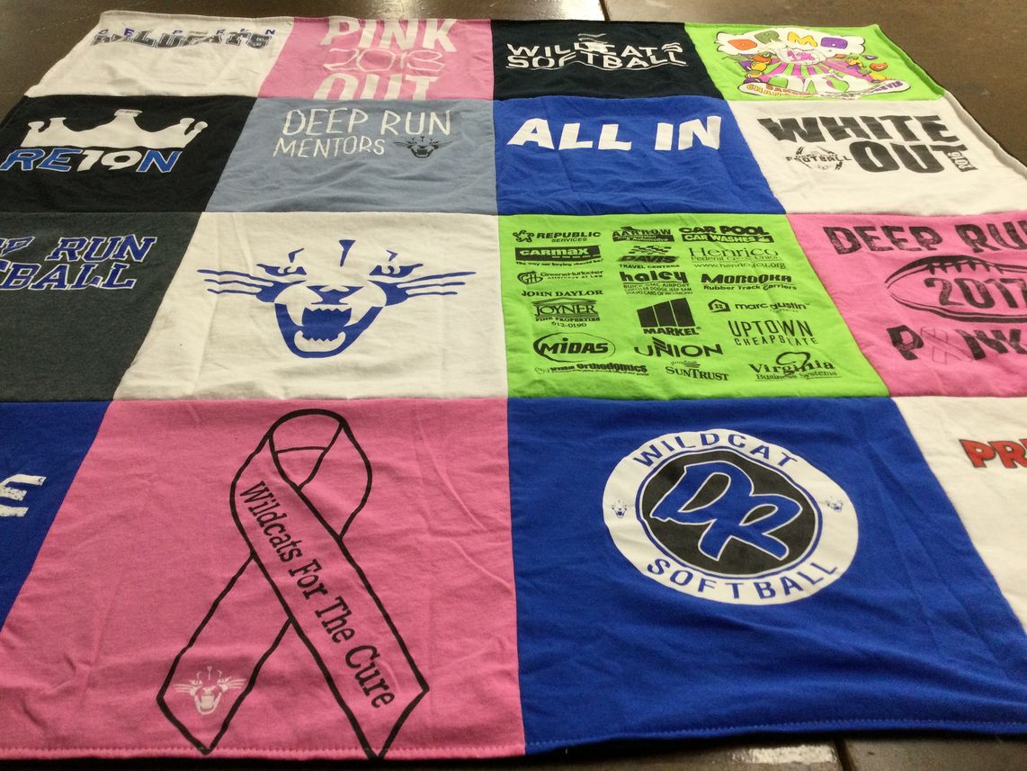 T-shirt quilt featuring wildcats, wildcat softball by Donna from VA