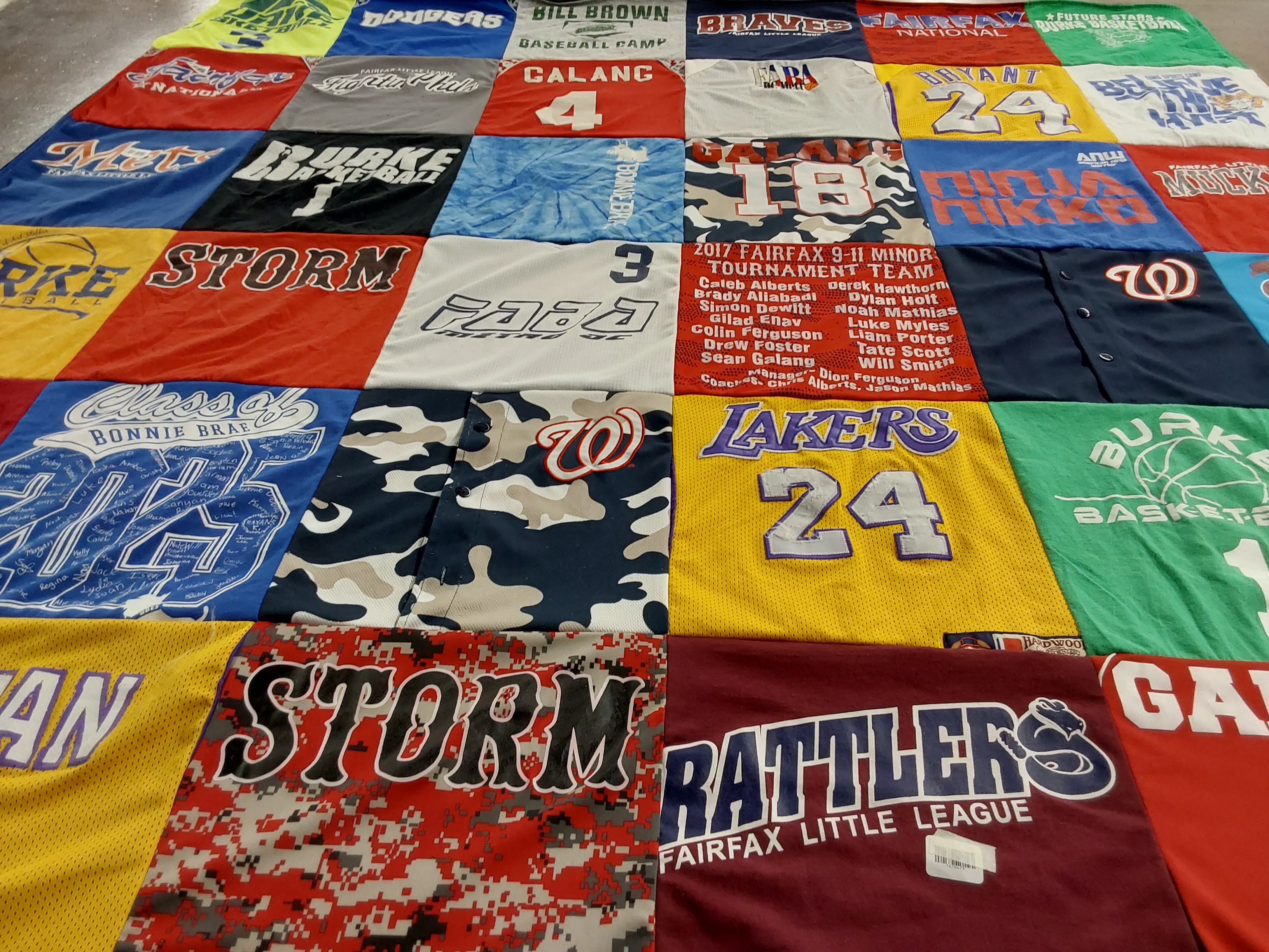 T-shirt quilt featuring fairfax little league, burke basketball by Eleanor from VA