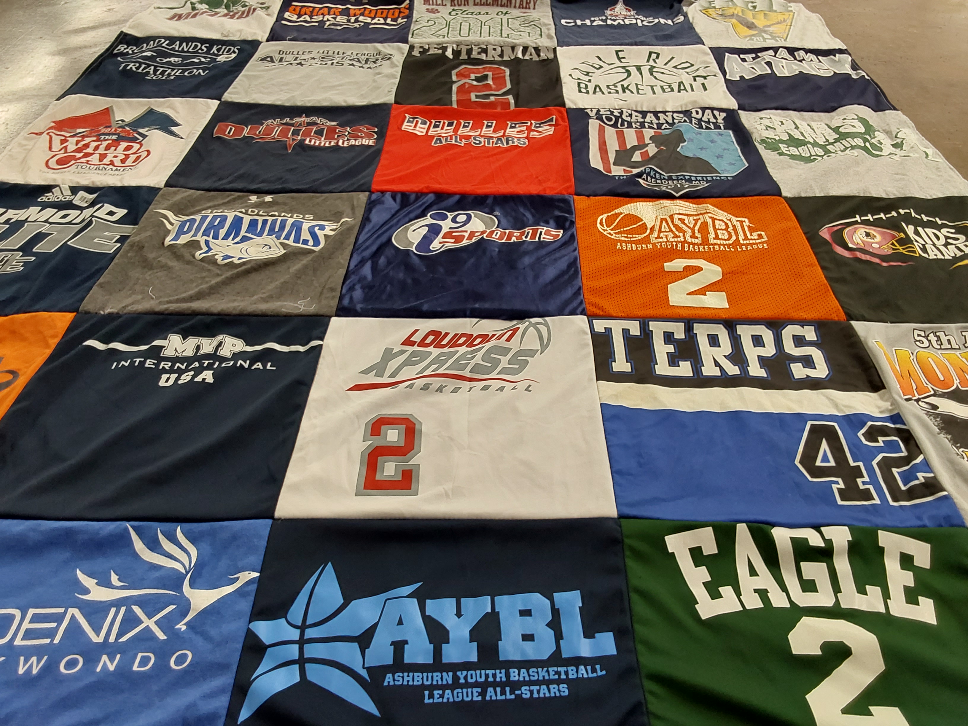 T-shirt quilt featuring falcons basketball, terps baseball by KRISTIN from VA