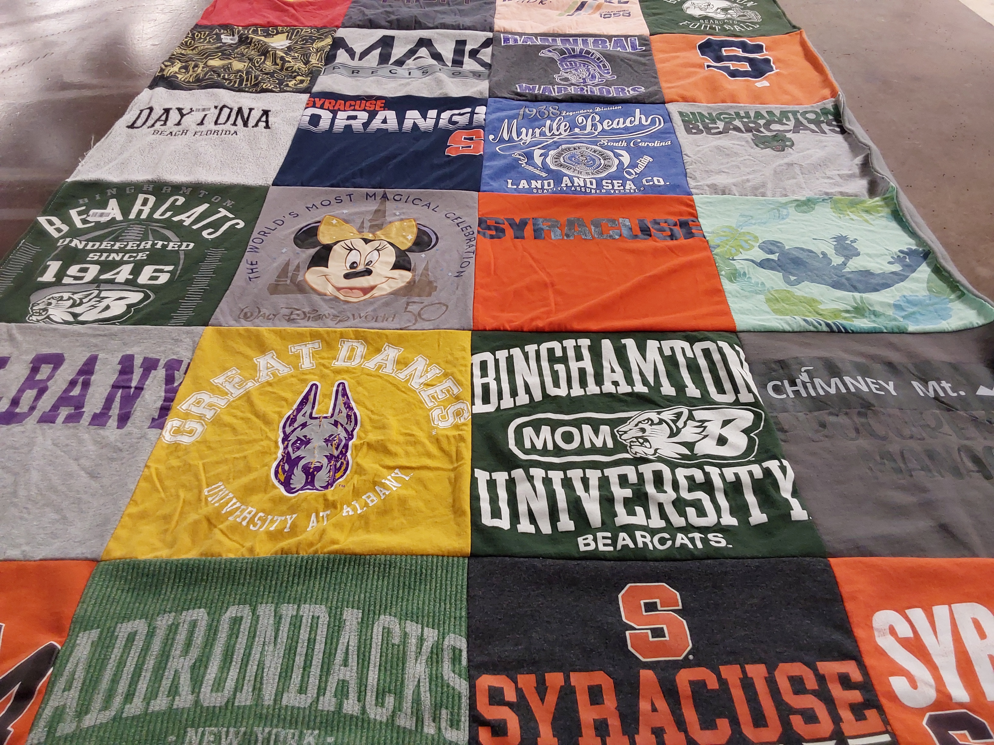 T-shirt quilt featuring syracuse university, binghamton university by Billie from NY