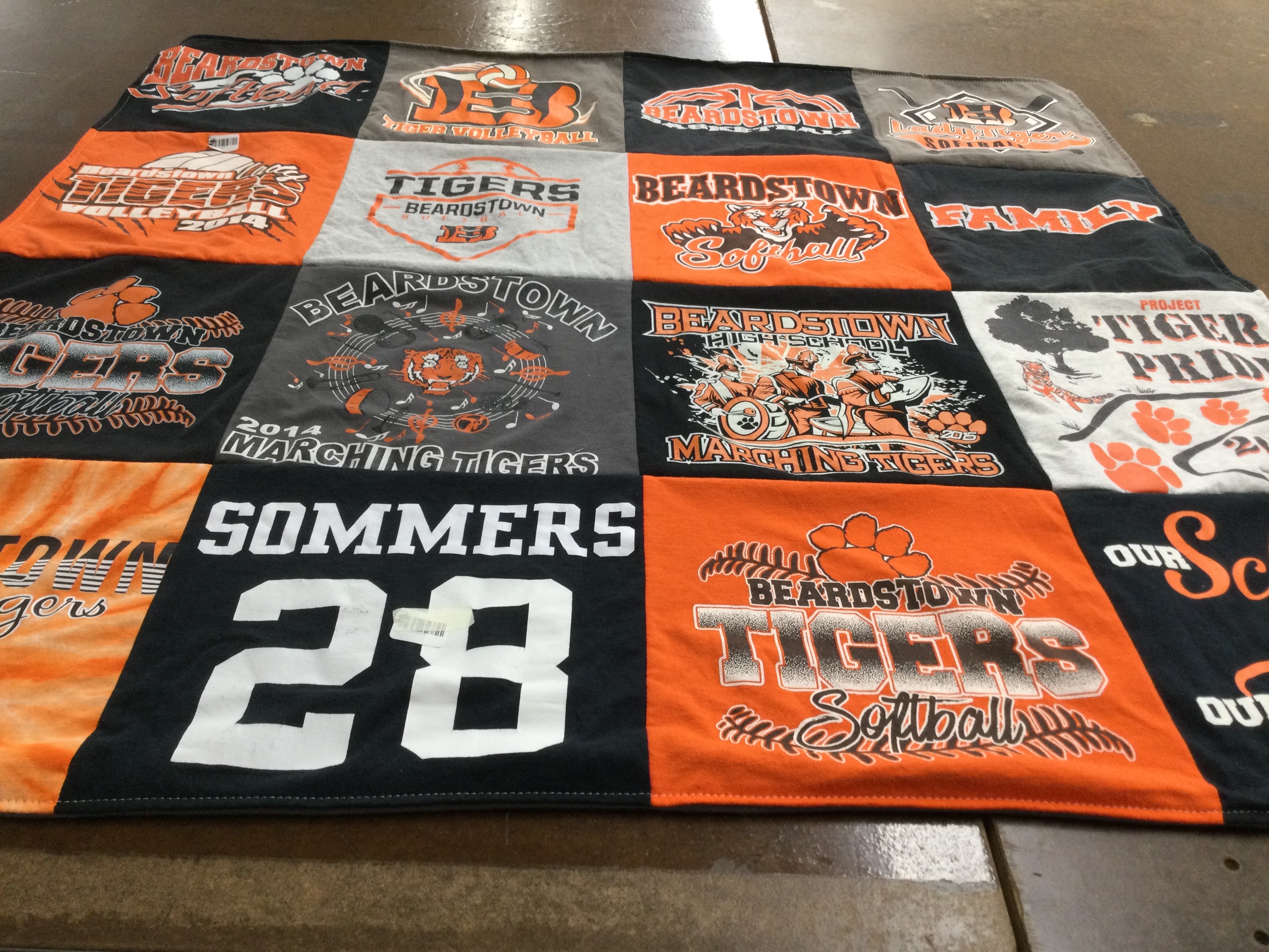 T-shirt quilt featuring beardstown tigers by Dina from IL