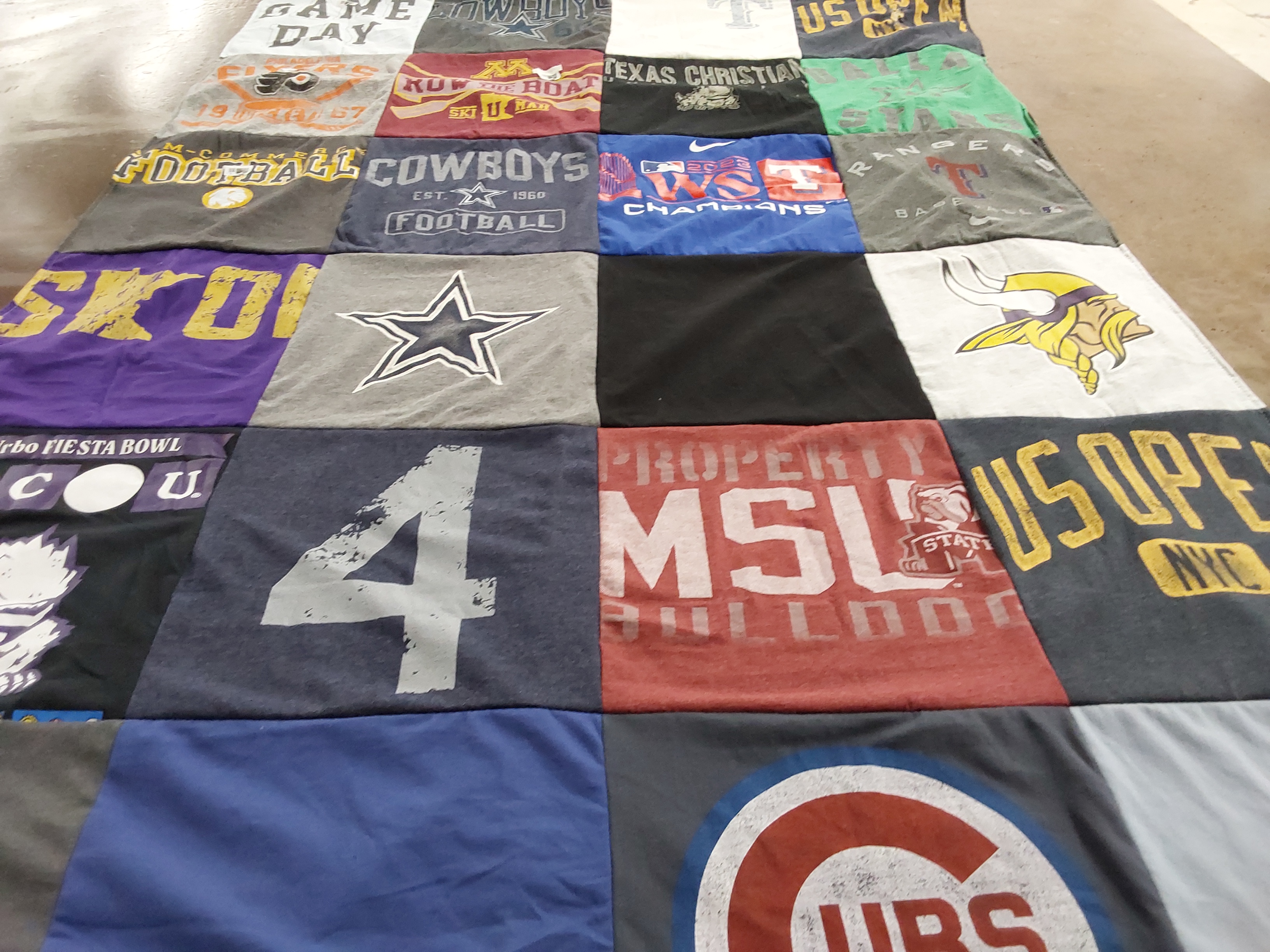 T-shirt quilt featuring dallas cowboys, minnesota vikings by STEVE from TX