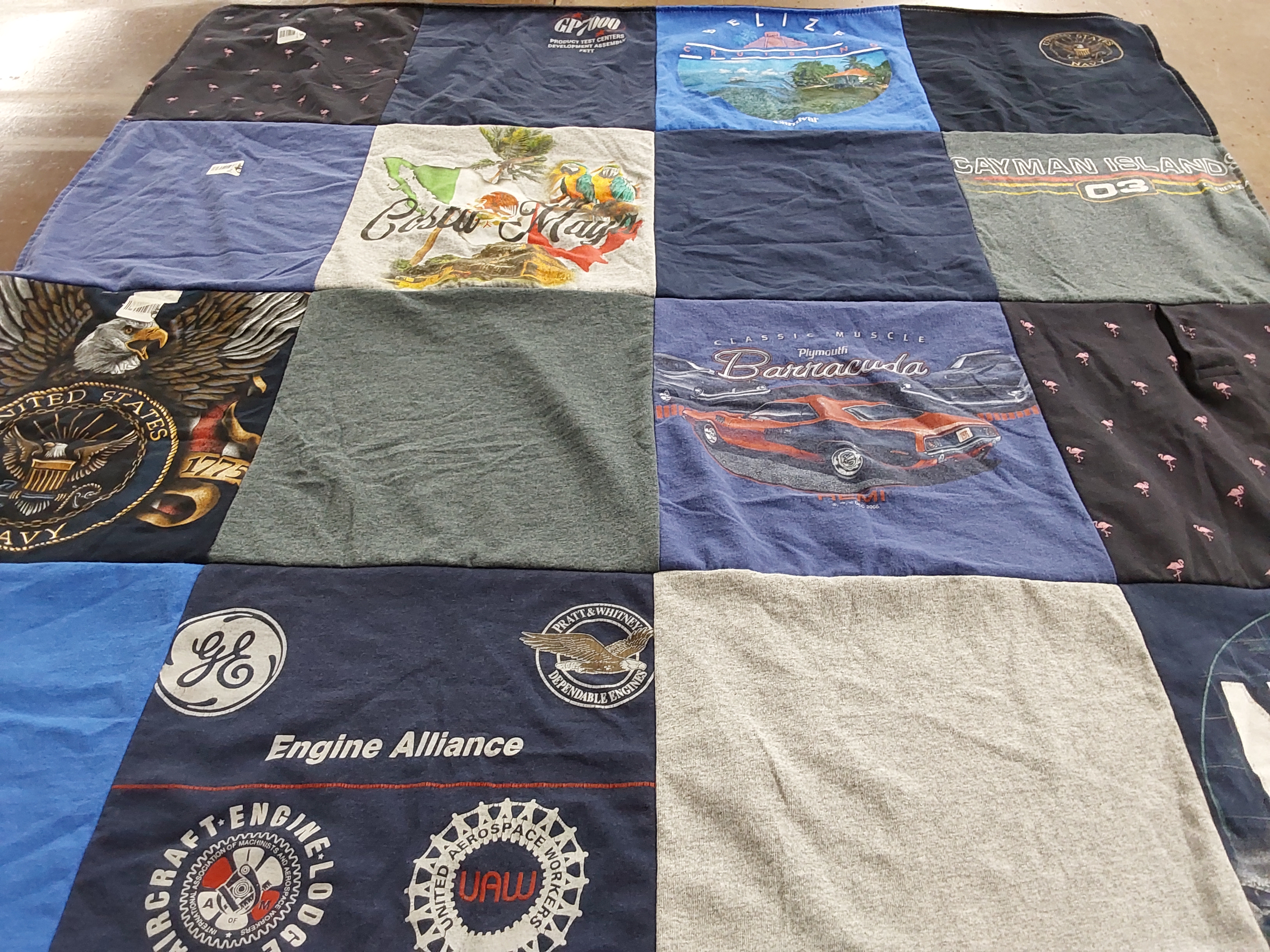 T-shirt quilt with military, aviation themes by Michelle from OH