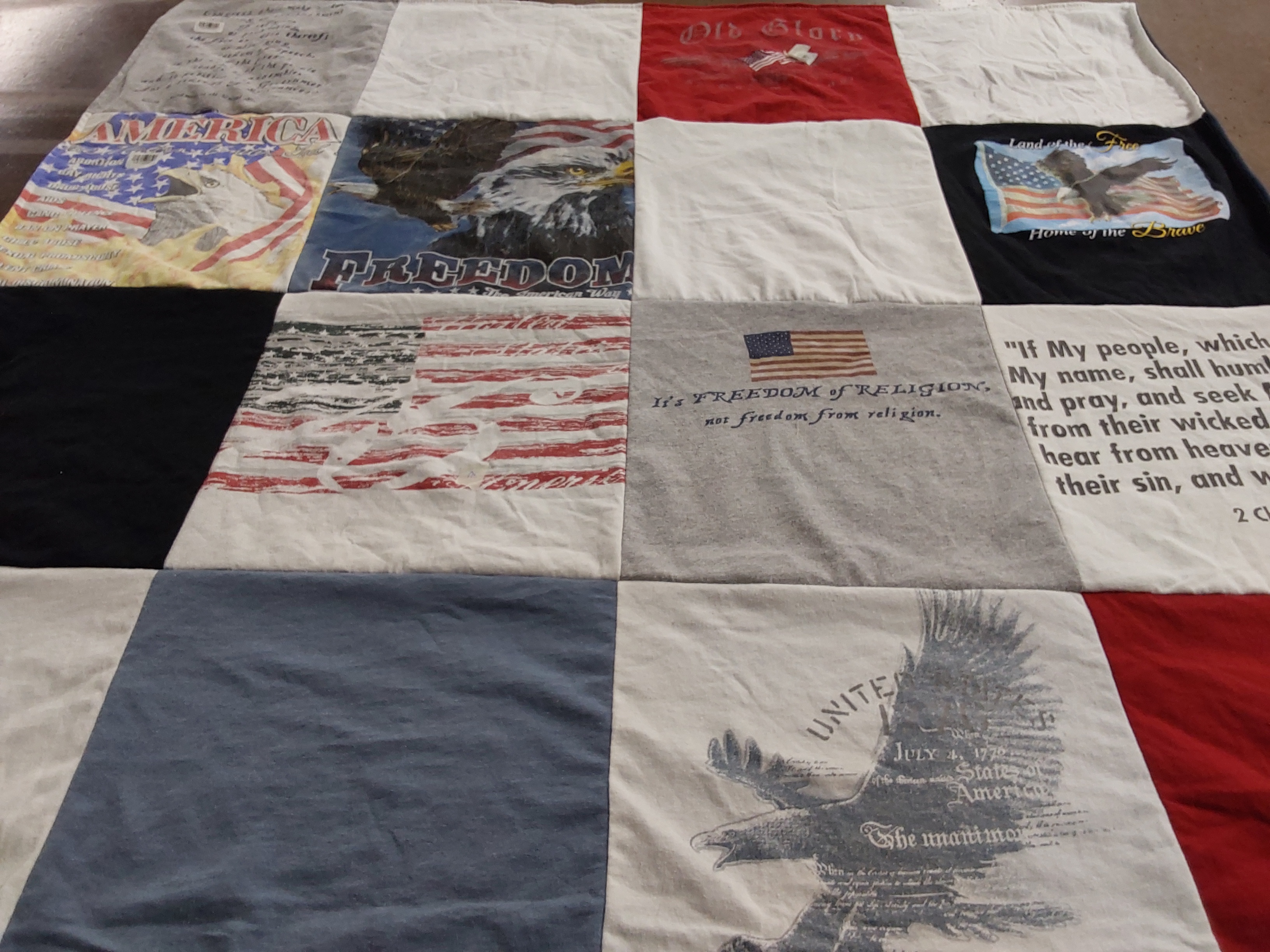 T-shirt quilt with patriotism, history themes by Michelle from OH