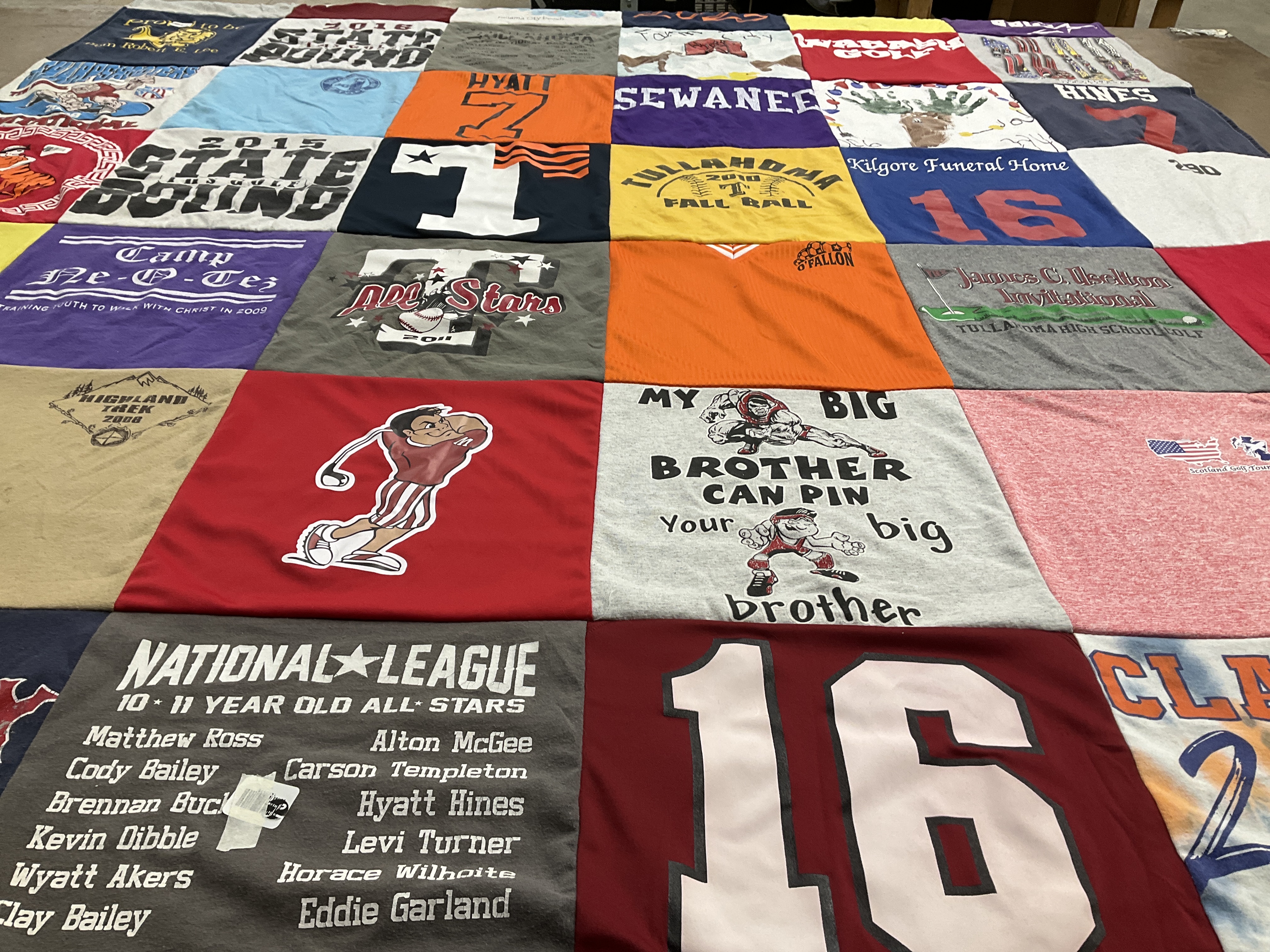 T-shirt quilt featuring national league, tullahoma high school by Victoria from MO