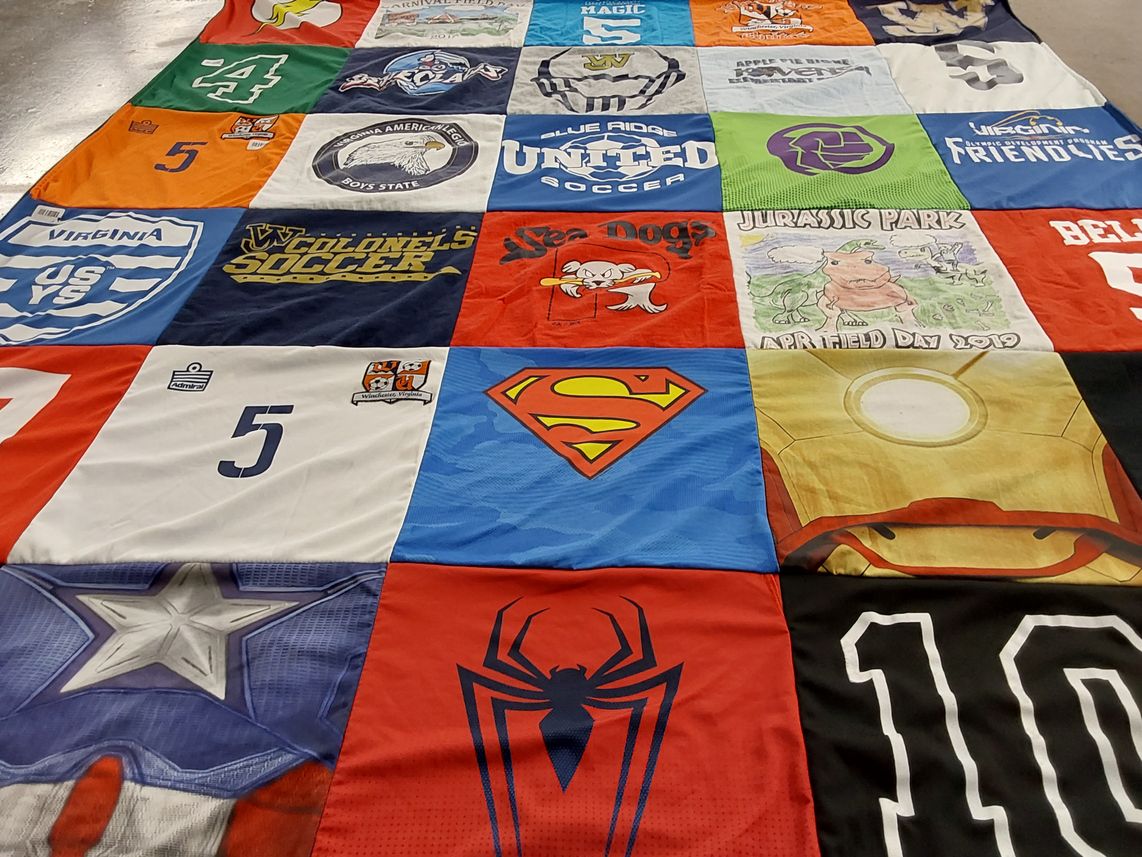 T-shirt quilt featuring harrisonburg high school soccer, united soccer club by Charity from VA