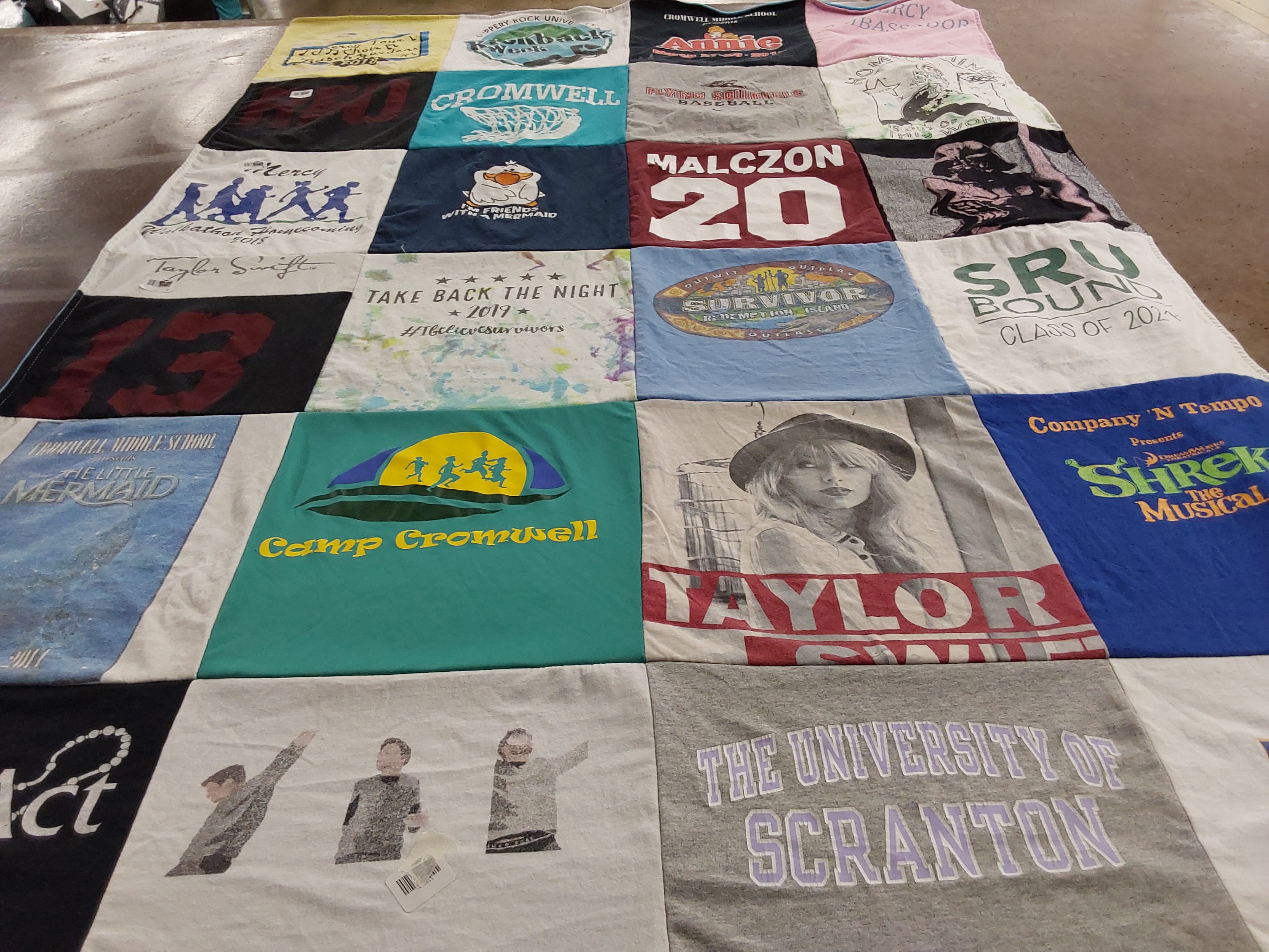 T-shirt quilt from the university of scranton by Abby from NY