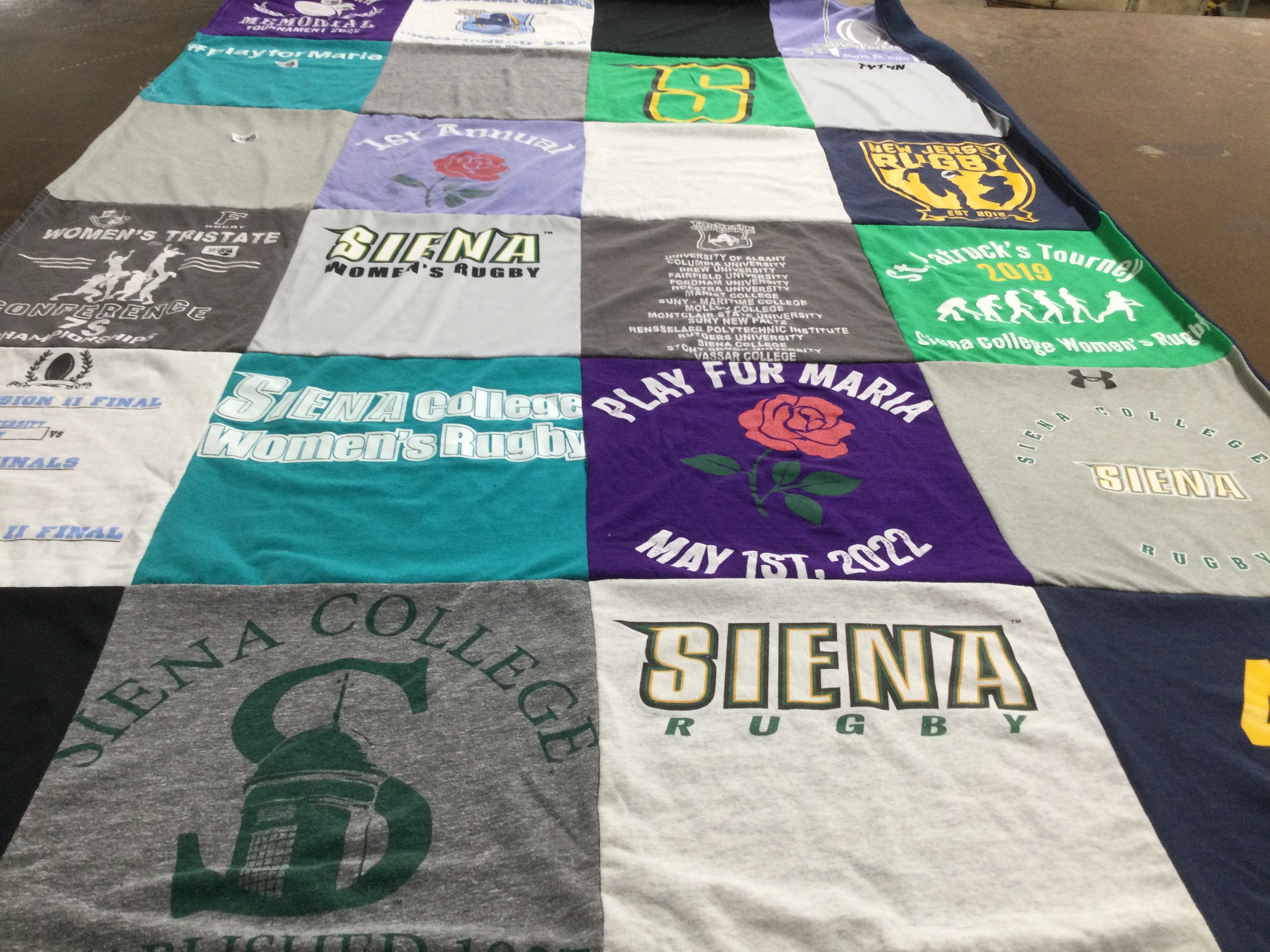 T-shirt quilt featuring siena college women's rugby, new jersey rugby by Carrie from NY