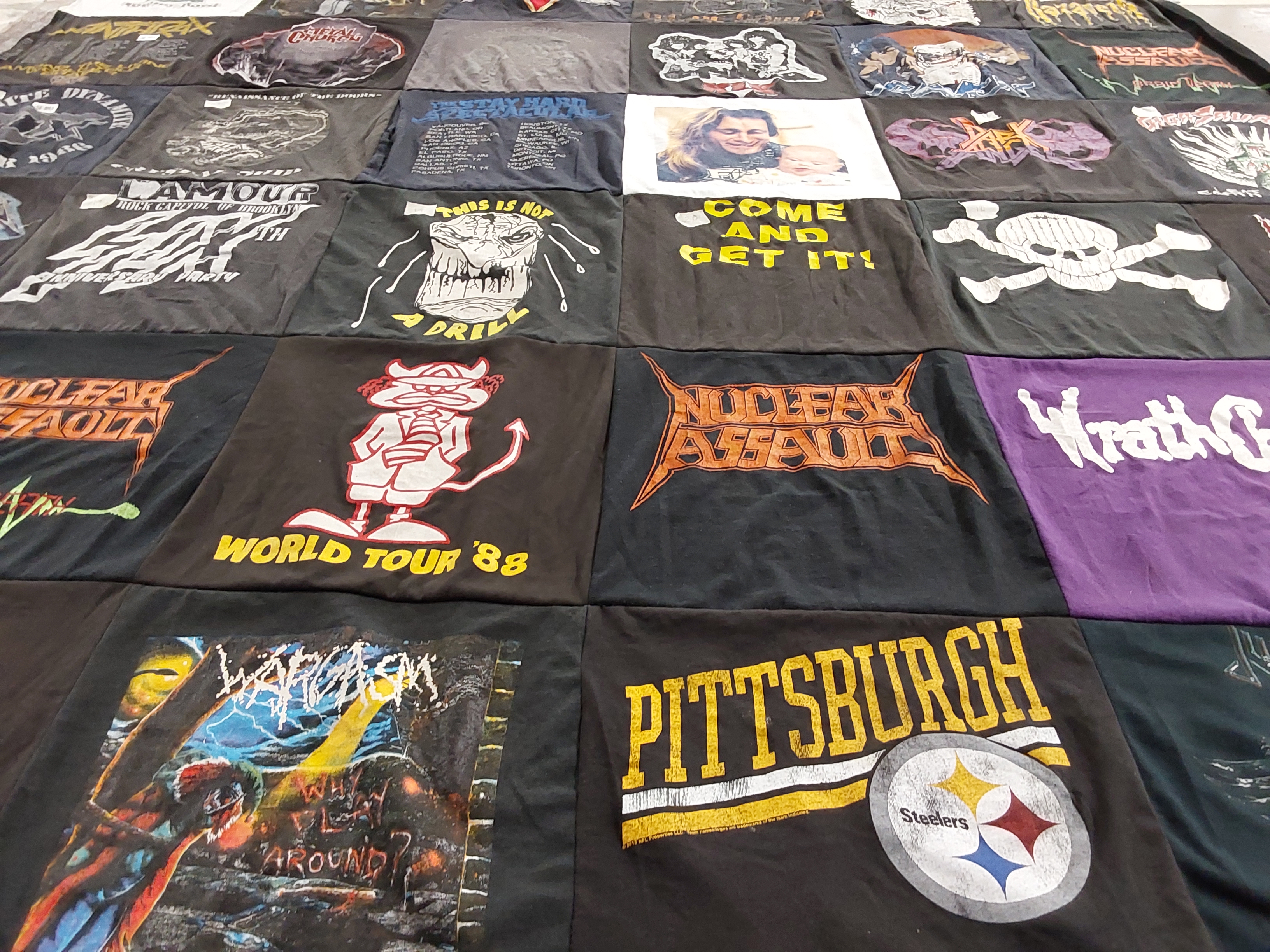 T-shirt quilt with heavy metal, music themes by Rosemary from SC