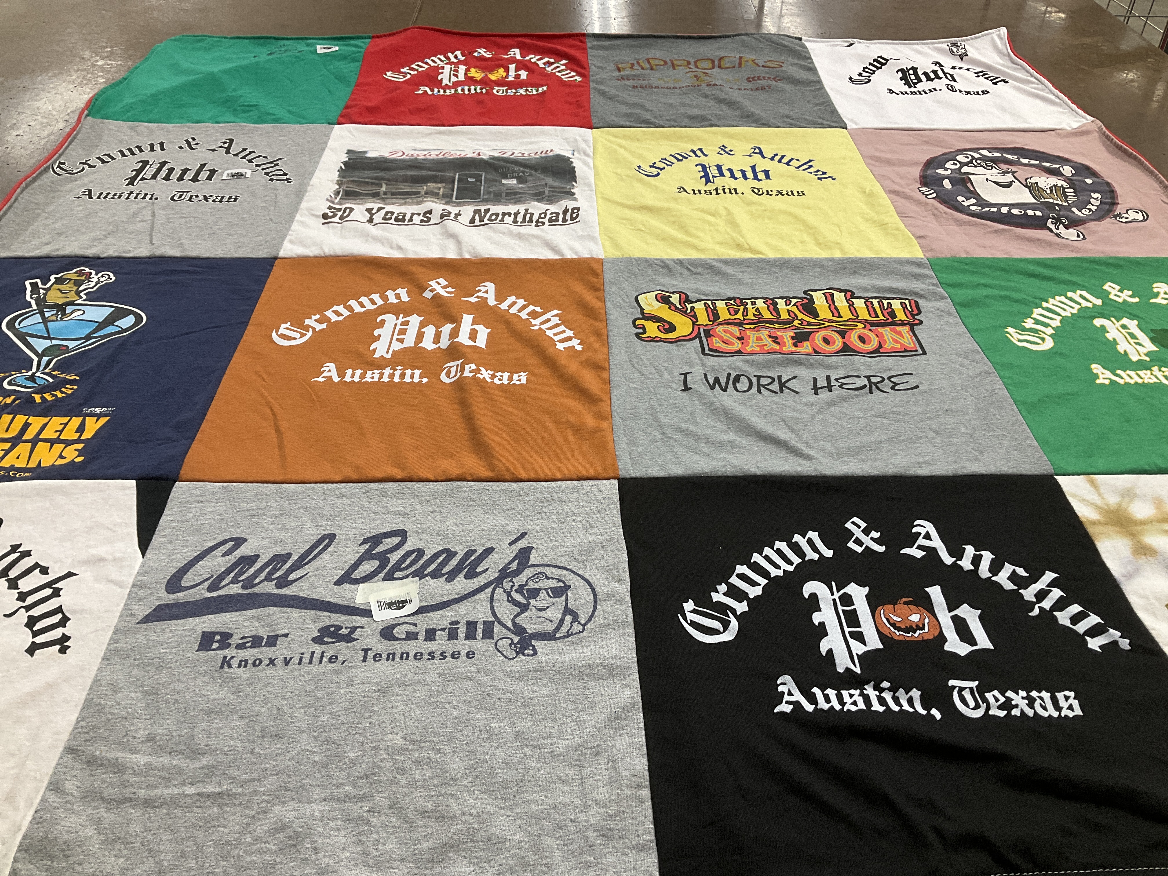 T-shirt quilt with bars, grills themes by Carrie from TX