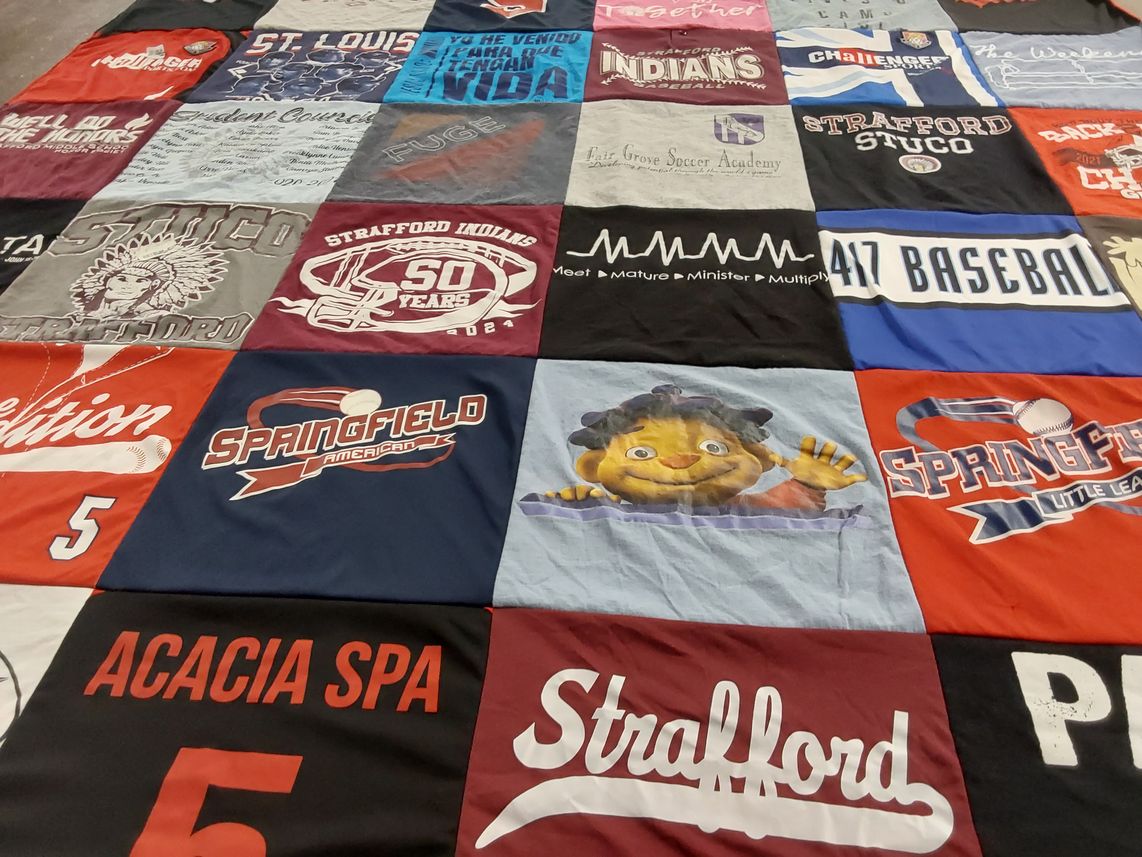 T-shirt quilt featuring strafford indians, springfield little league by Charles from MO