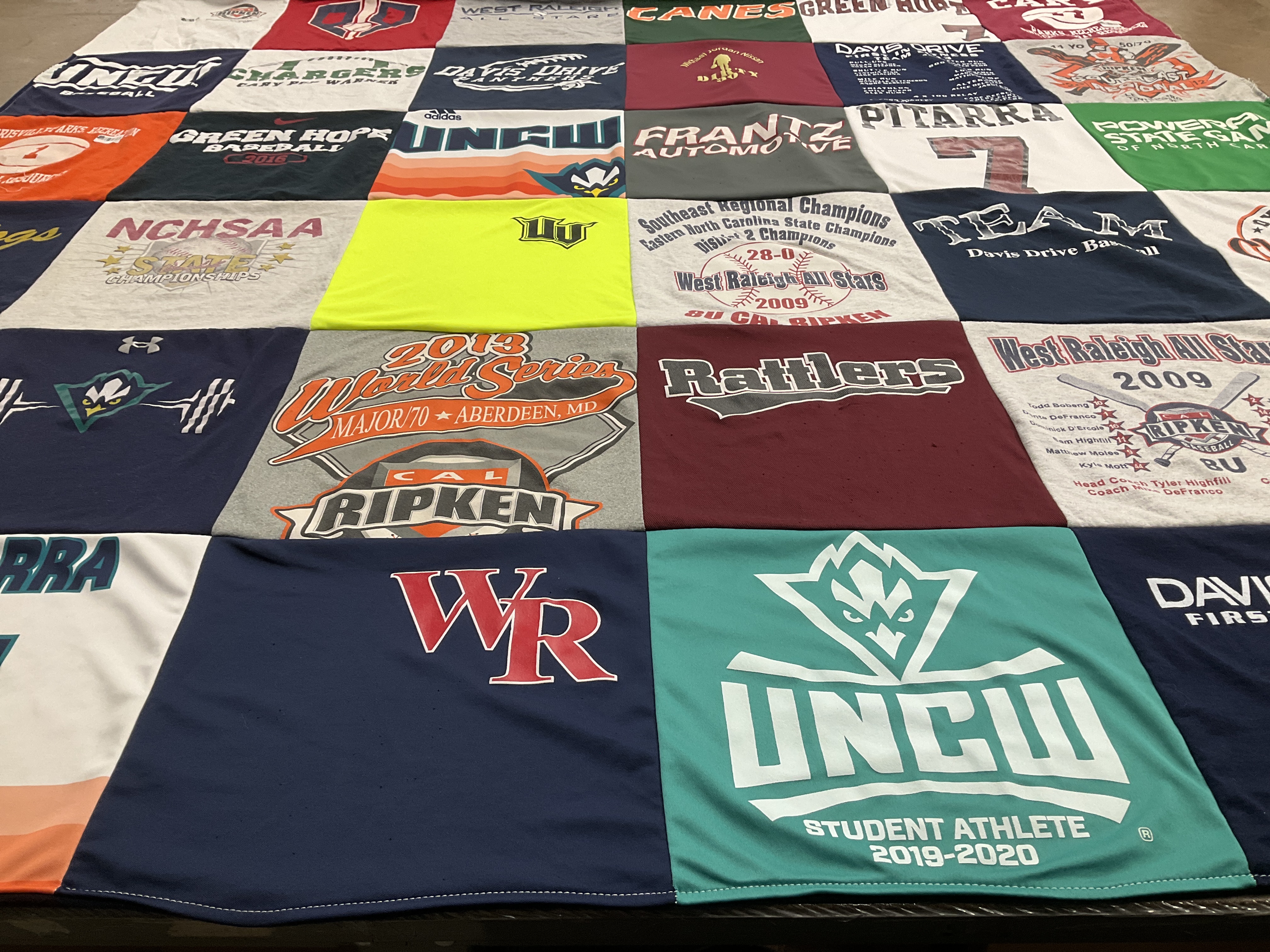 T-shirt quilt featuring west raleigh all stars, uncw by Paul from NC