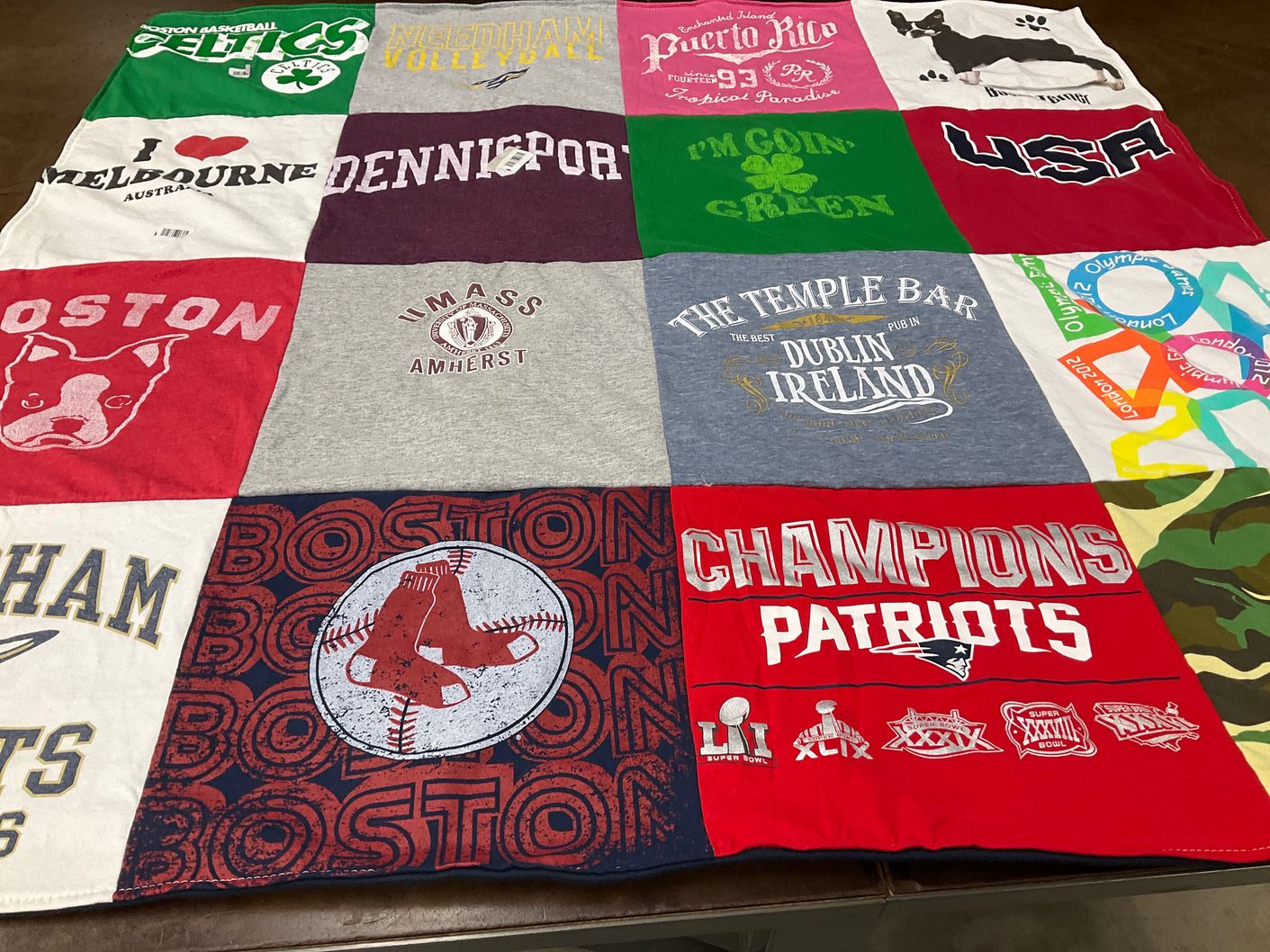 T-shirt quilt featuring new england patriots, boston red sox by Marybeth from MA