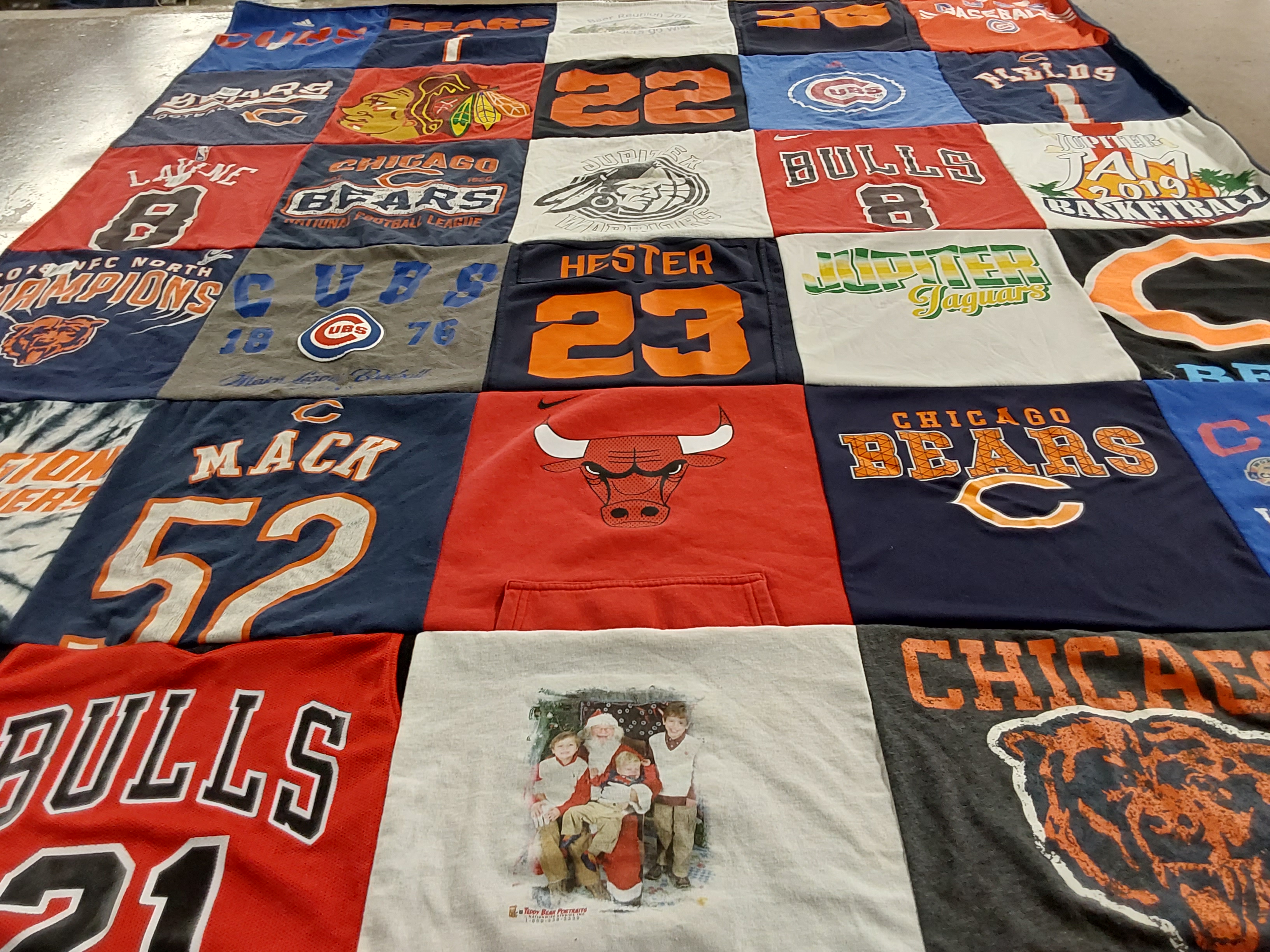 T-shirt quilt featuring chicago bears, chicago bulls by bryan from FL