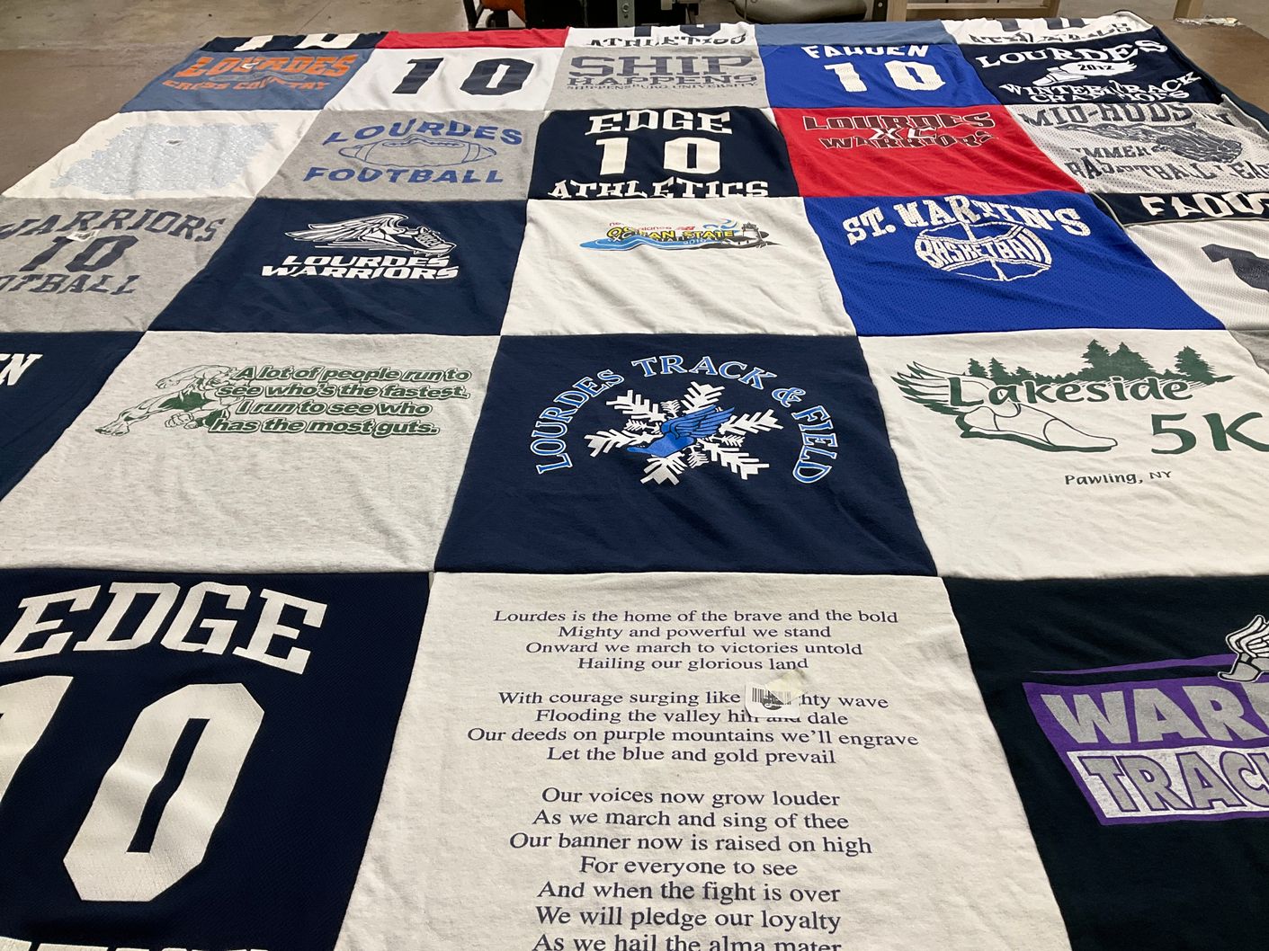 T-shirt quilt featuring lourdes warriors by Kathy from NY