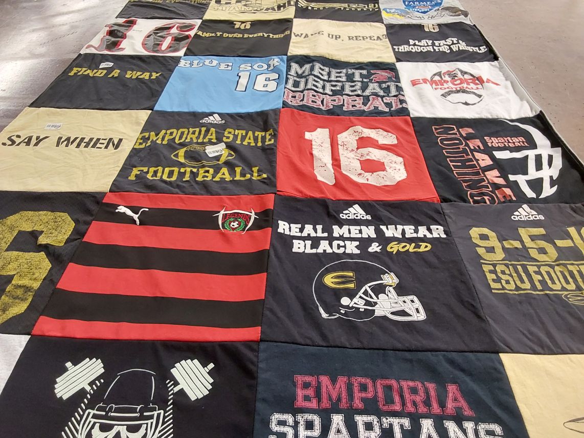 T-shirt quilt featuring emporia state football by Tara from KS