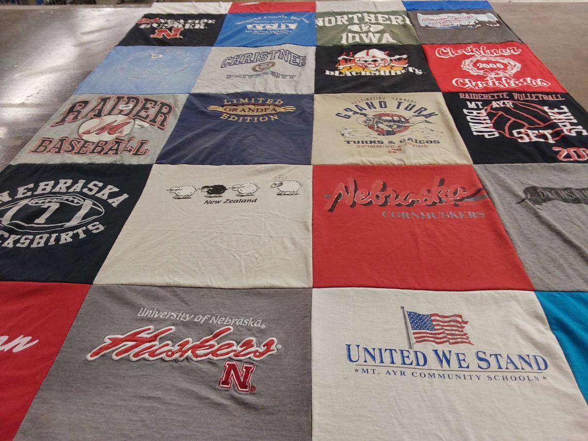 T-shirt quilt featuring nebraska cornuskers, raider baseball by Barbara from IA