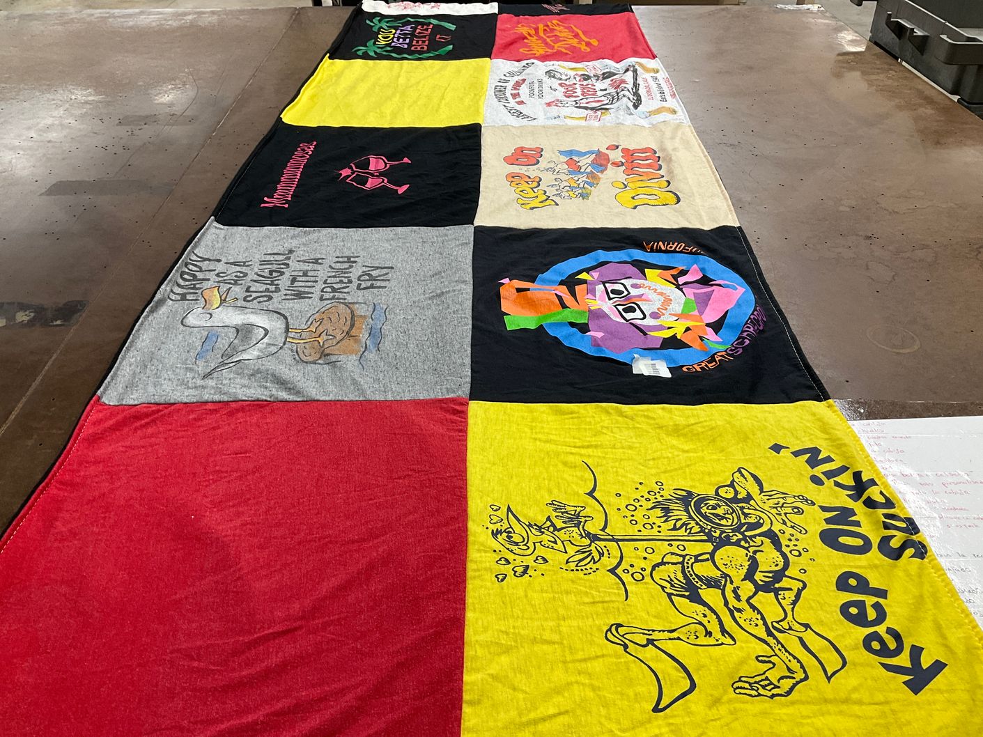 T-shirt quilt with beach, marine life themes by Jennifer from CA