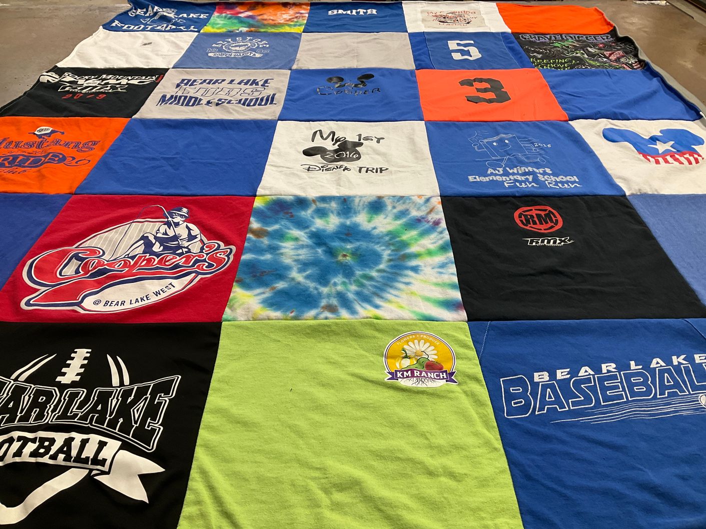 T-shirt quilt featuring bear lake baseball, bear lake football by Nichole from ID