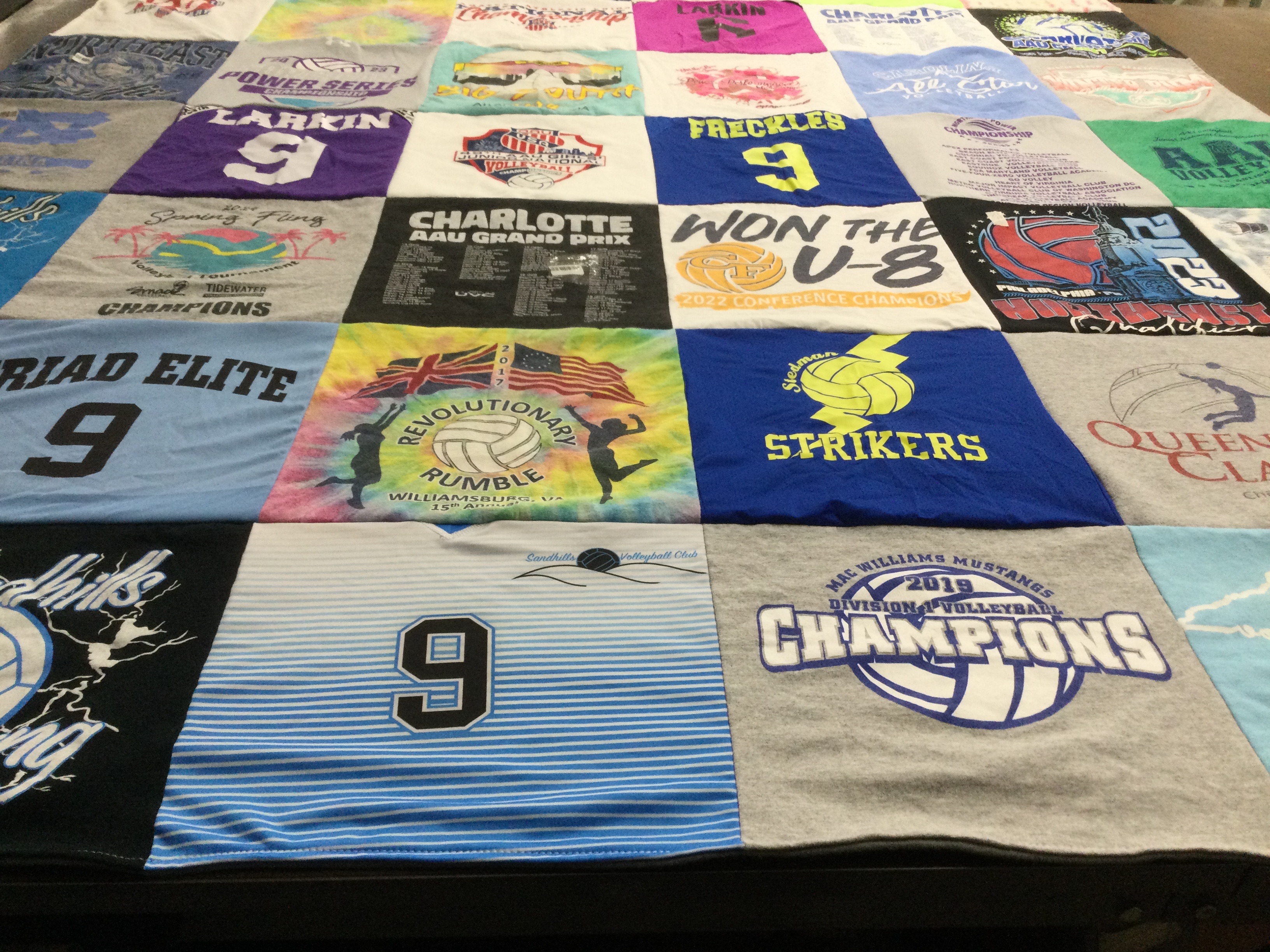 T-shirt quilt featuring triad elite volleyball by Kristi from NC