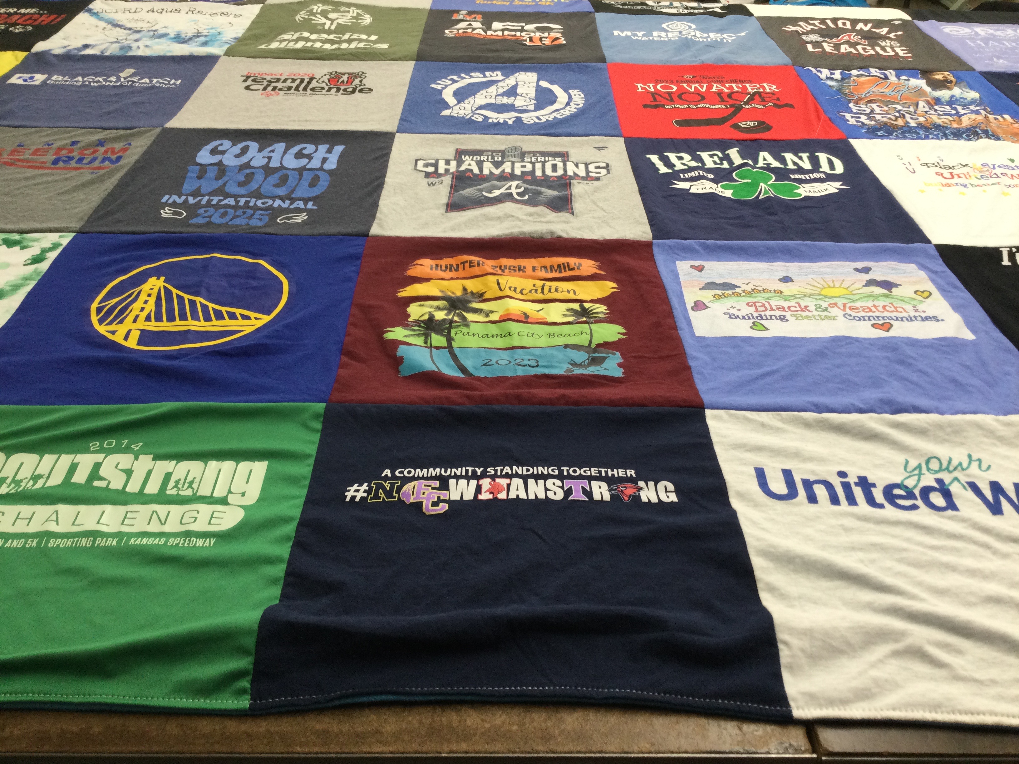 T-shirt quilt with sports, athletics themes by Gary from SC