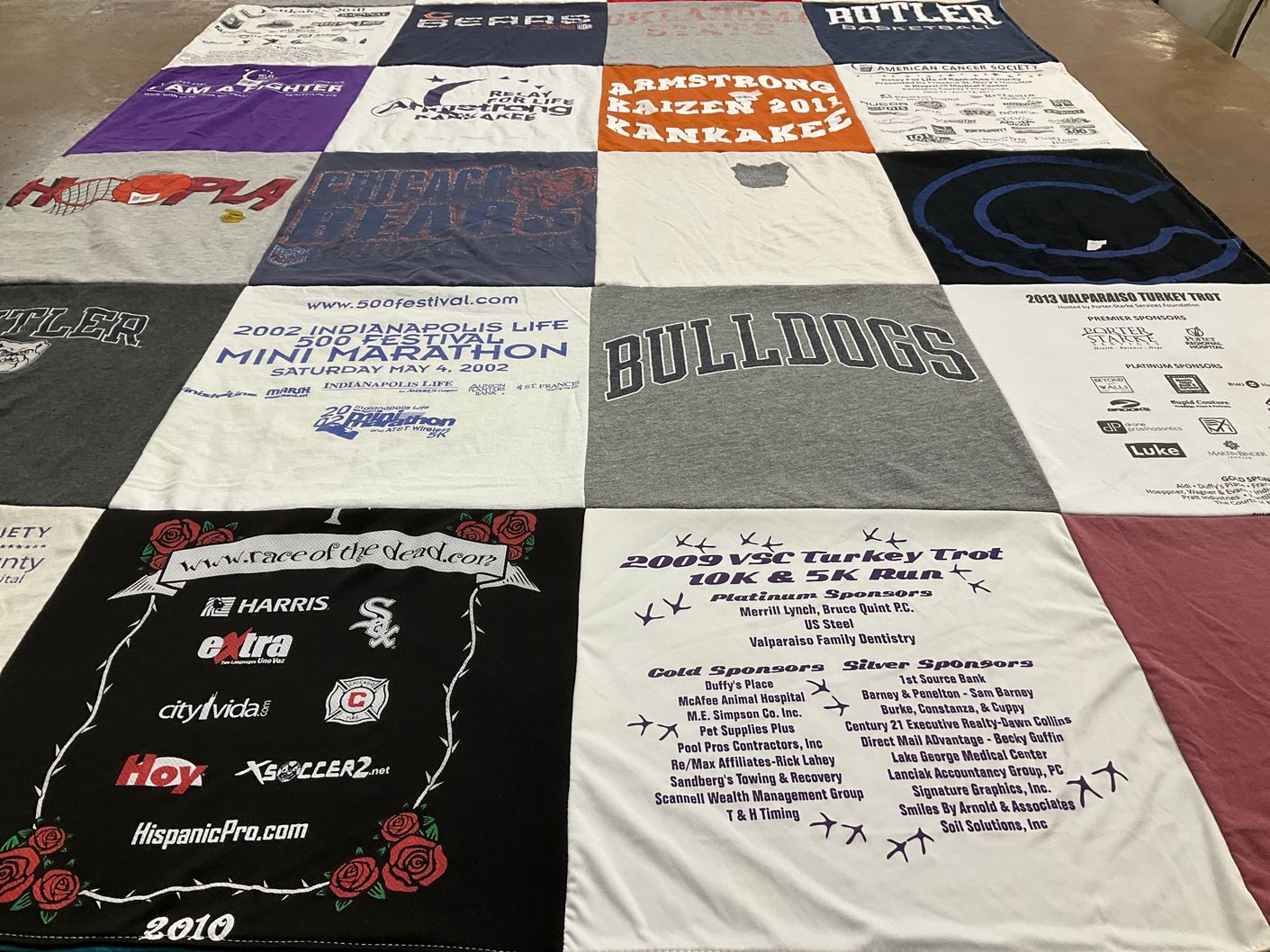 T-shirt quilt featuring chicago bears, butler university by Allison from IL